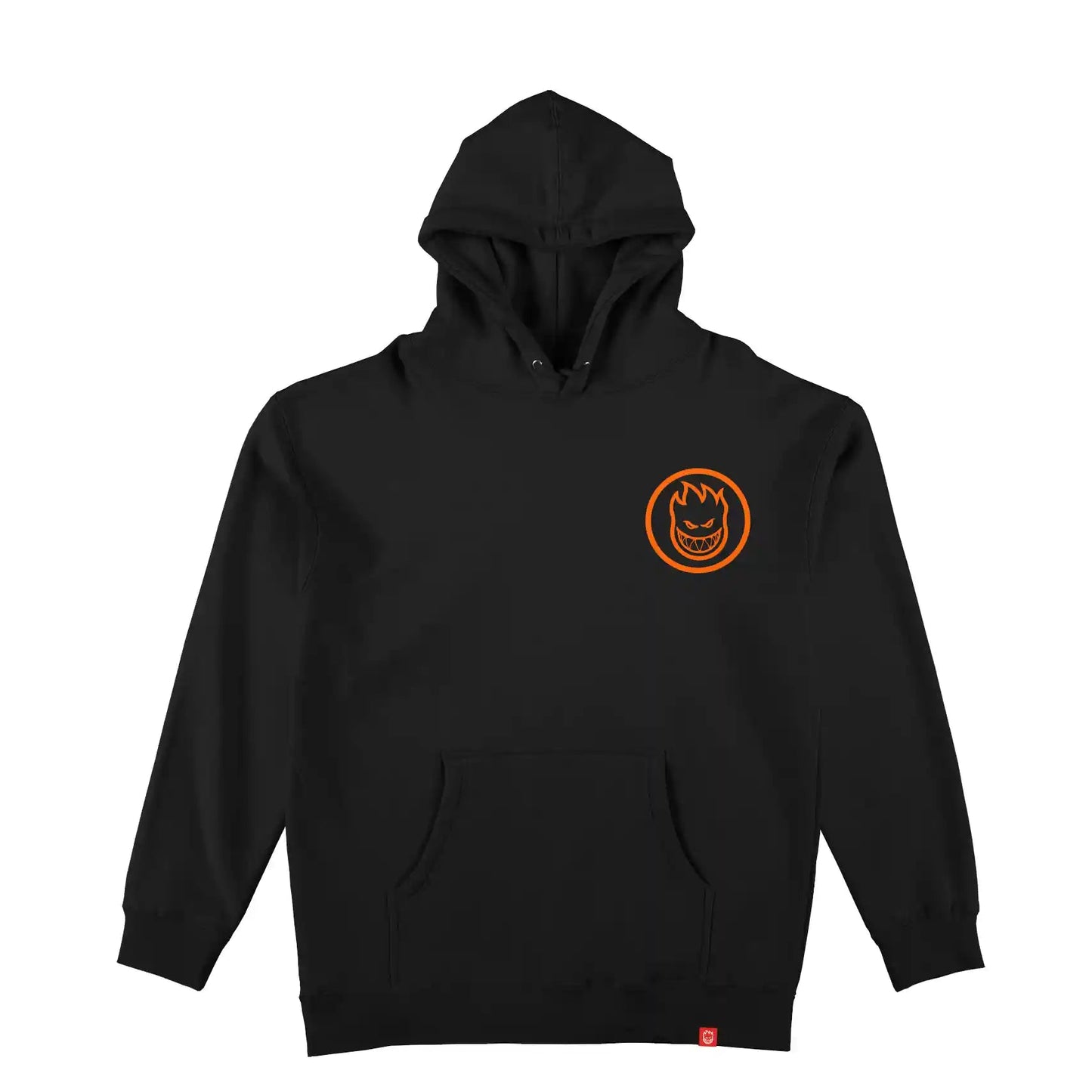 Spitfire Classic Swirl Pullover Hooded Sweatshirt, black w/ orange prints - Tiki Room Skateboards - 2