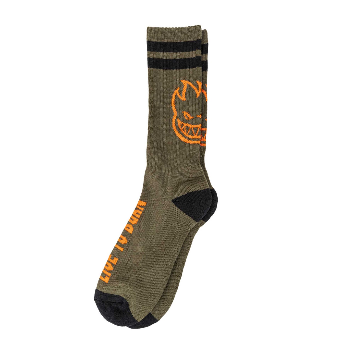 Spitfire Heads Up Sock, olive/orange/black - Tiki Room Skateboards - 1