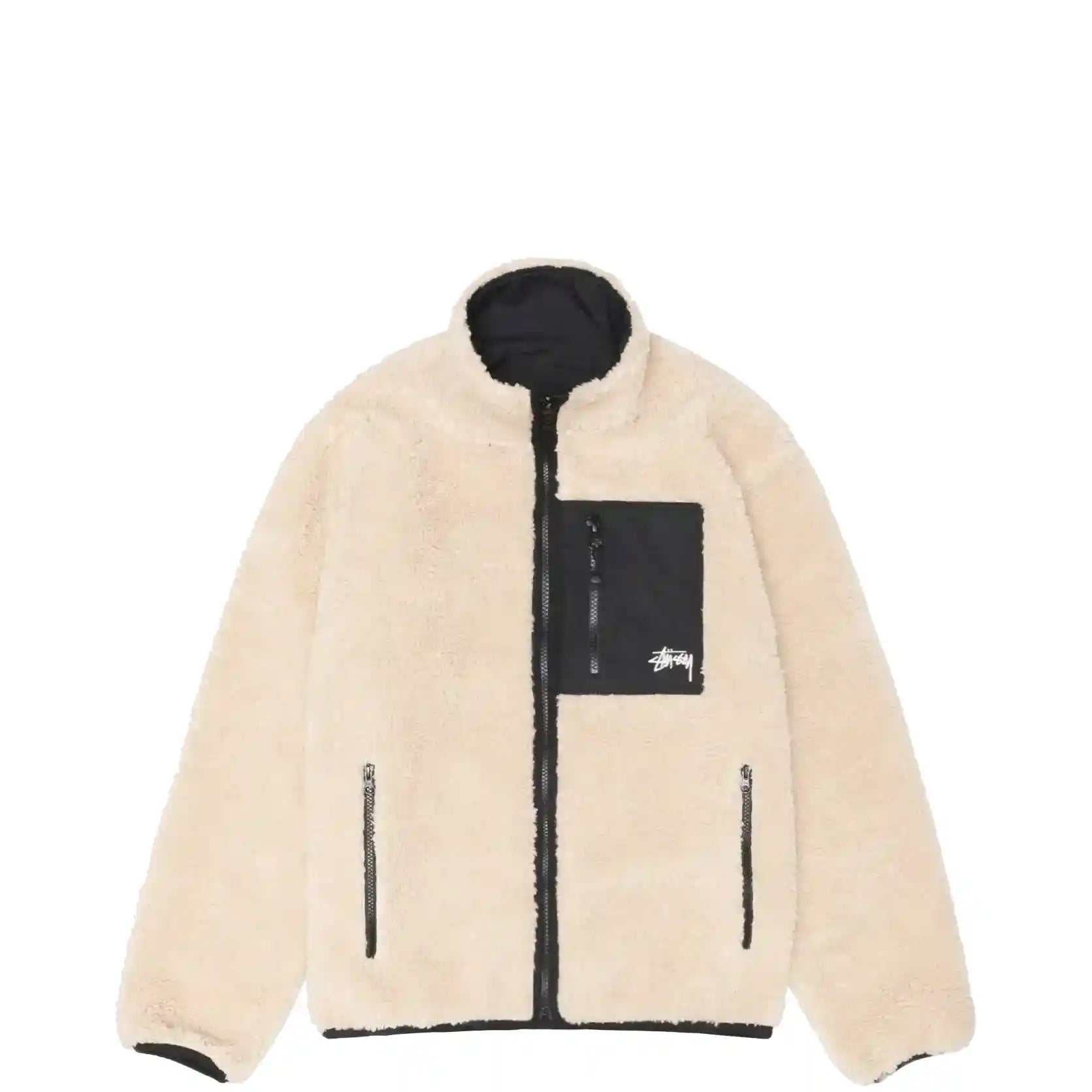 Stussy Sherpa Reversible Jacket beige Tiki Room Skateboards