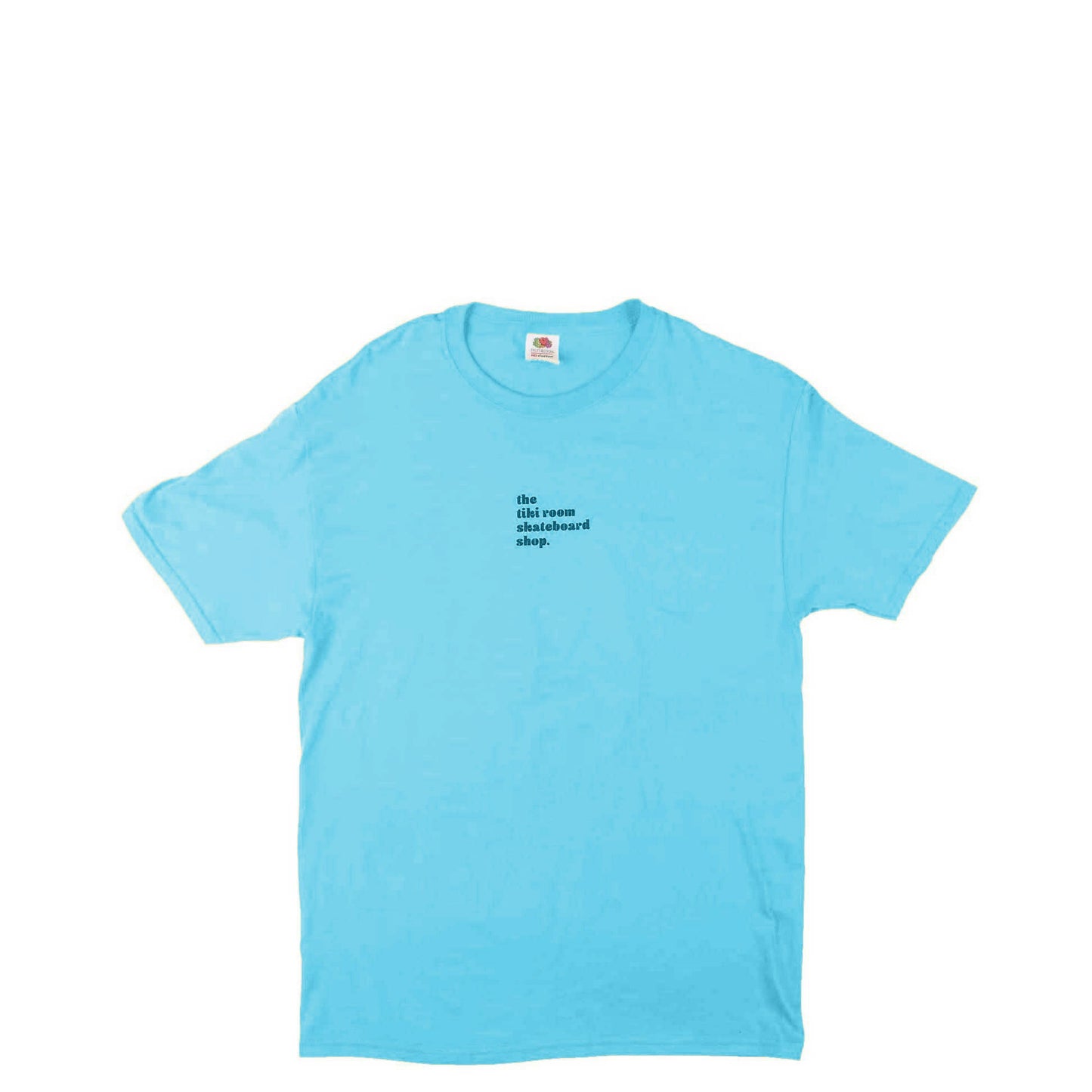 Tiki Room Typography tee, azure - Tiki Room Skateboards - 1