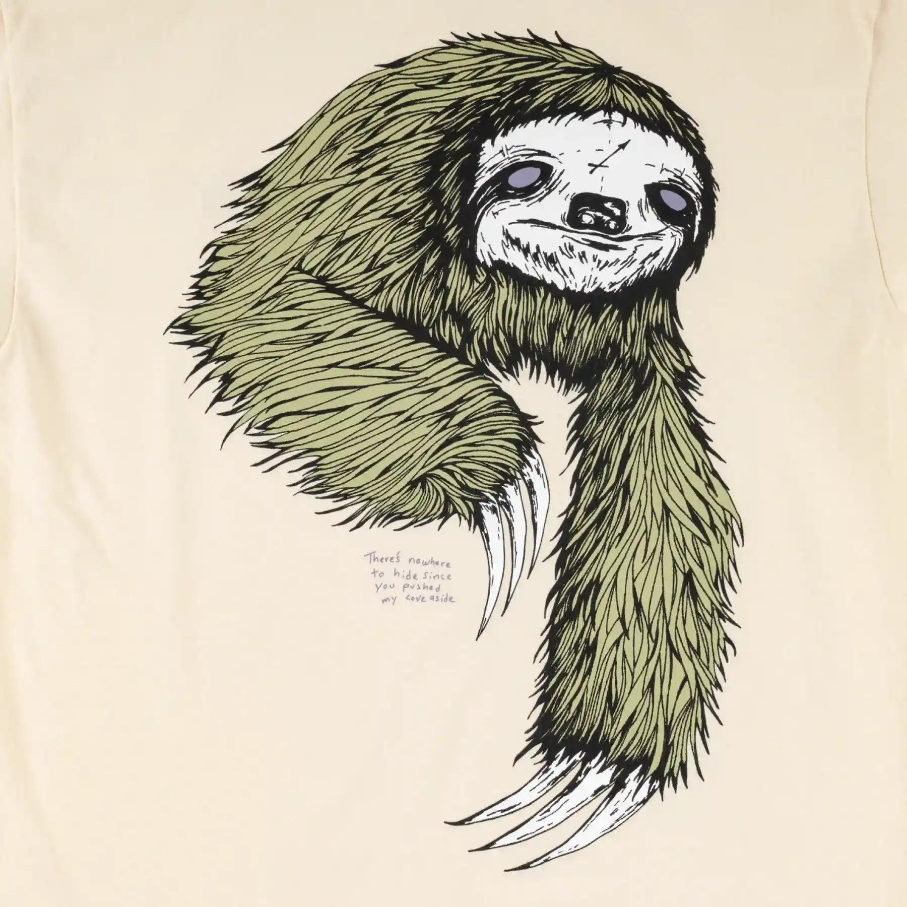 Welcome Sloth Tee, bone/sage - Tiki Room Skateboards - 2