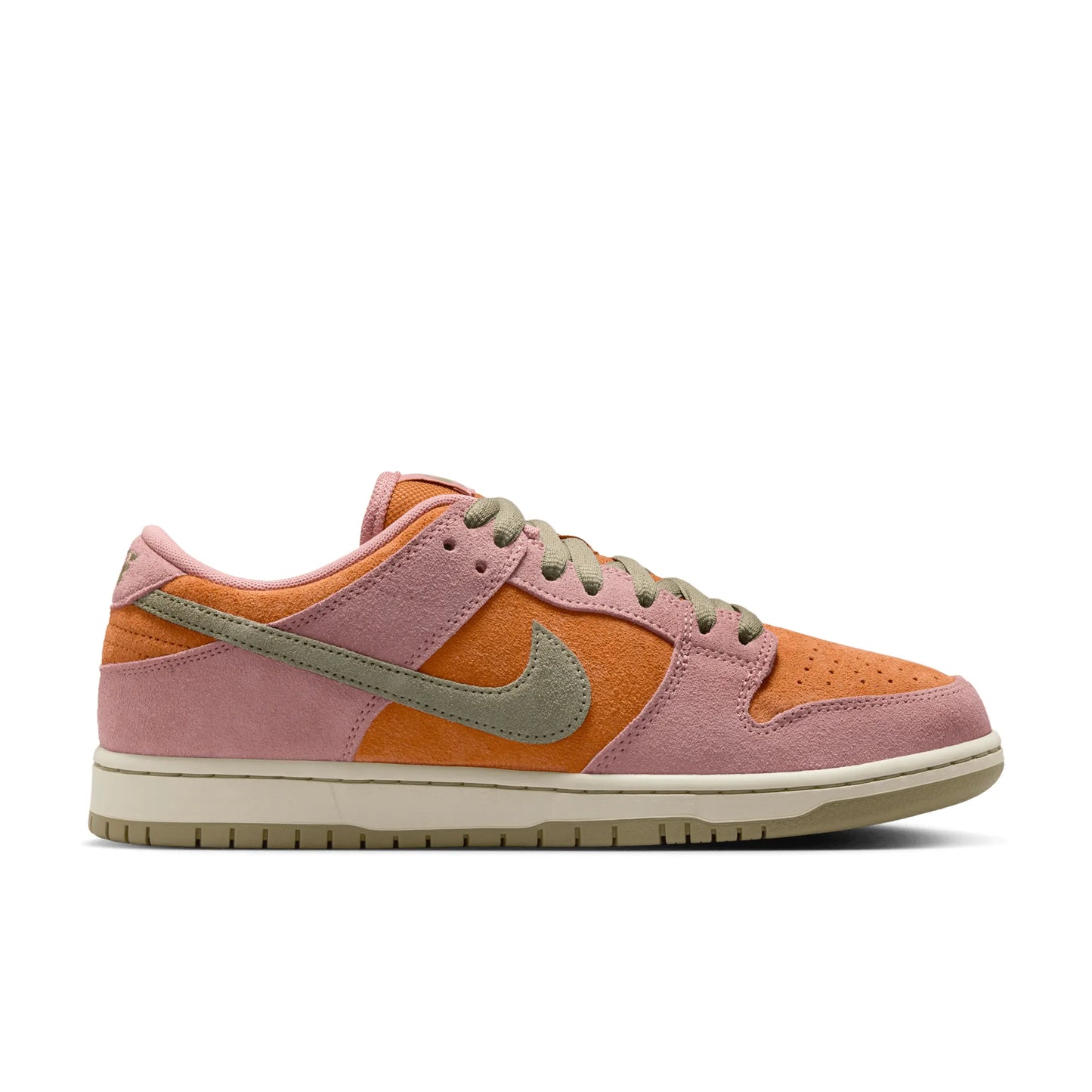 Nike SB Dunk Low Pro, red stardust/neutral olive-monarch — available at TIKI ROOM