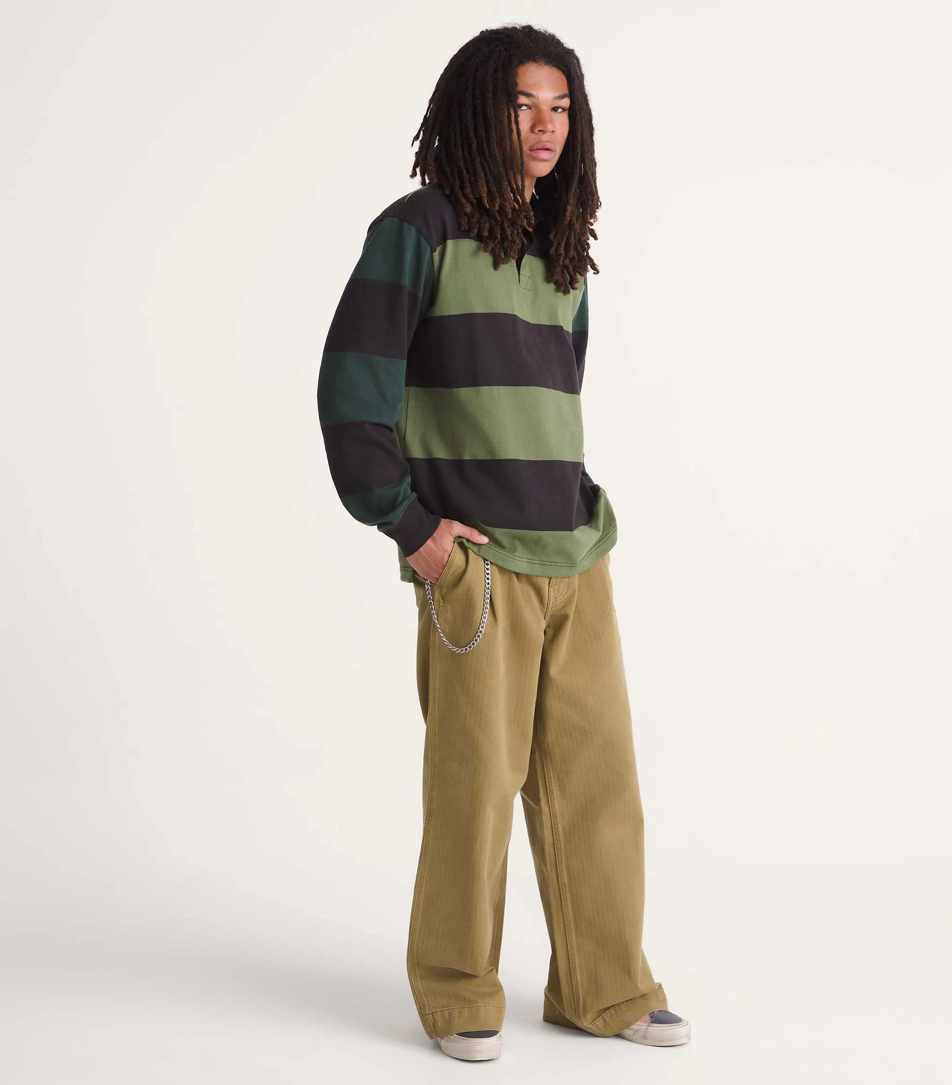 Vans Authentic™ Chino Loose Wide Leg Pant, olive brown — available at TIKI ROOM