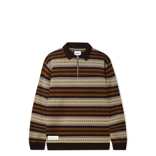 Butter Goods Linear Knitted Polo, chestnut