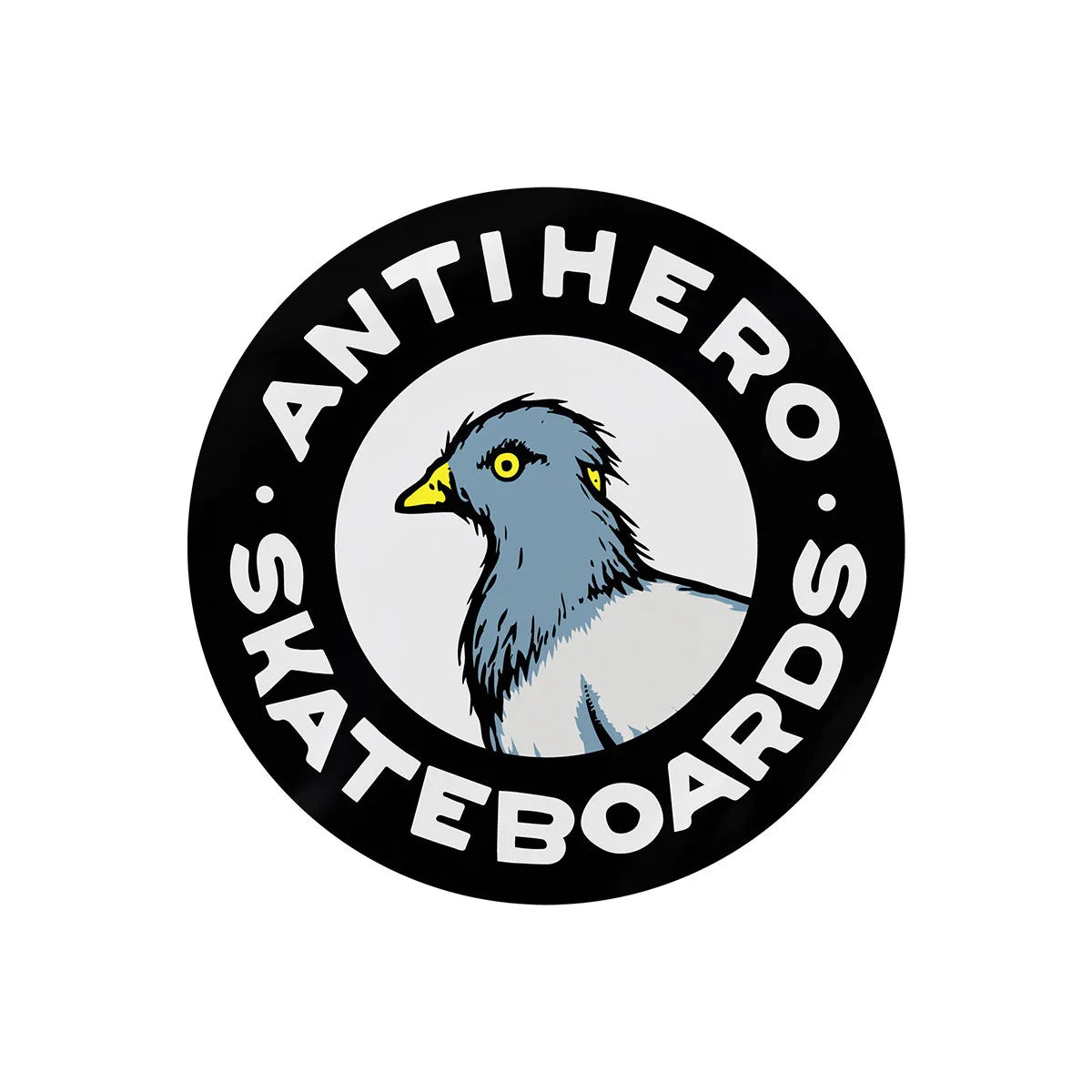 Anti Hero Pigeon Round Sticker, black