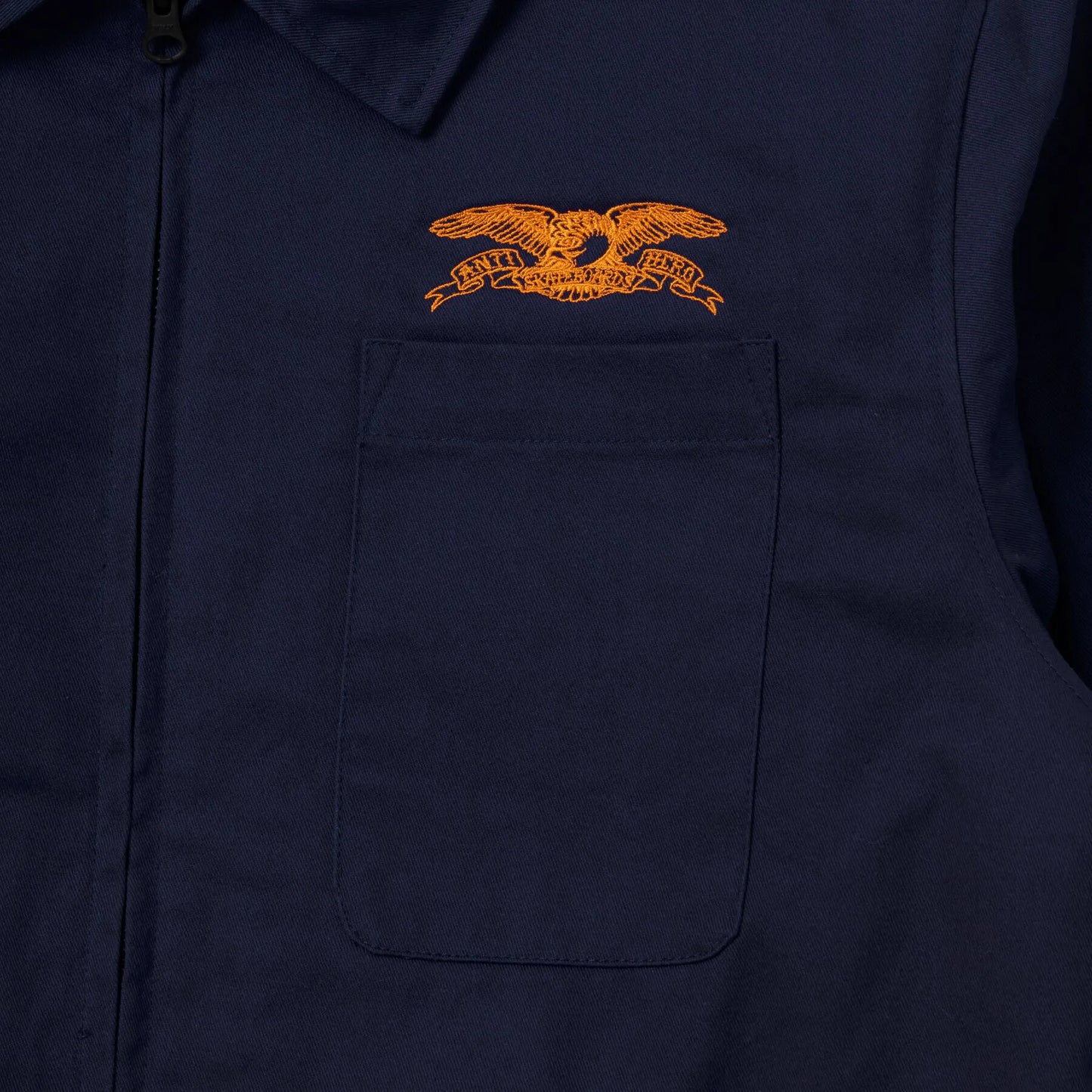 Anti Hero Basic Eagle Stash Jacket, navy w/ orange embroidery