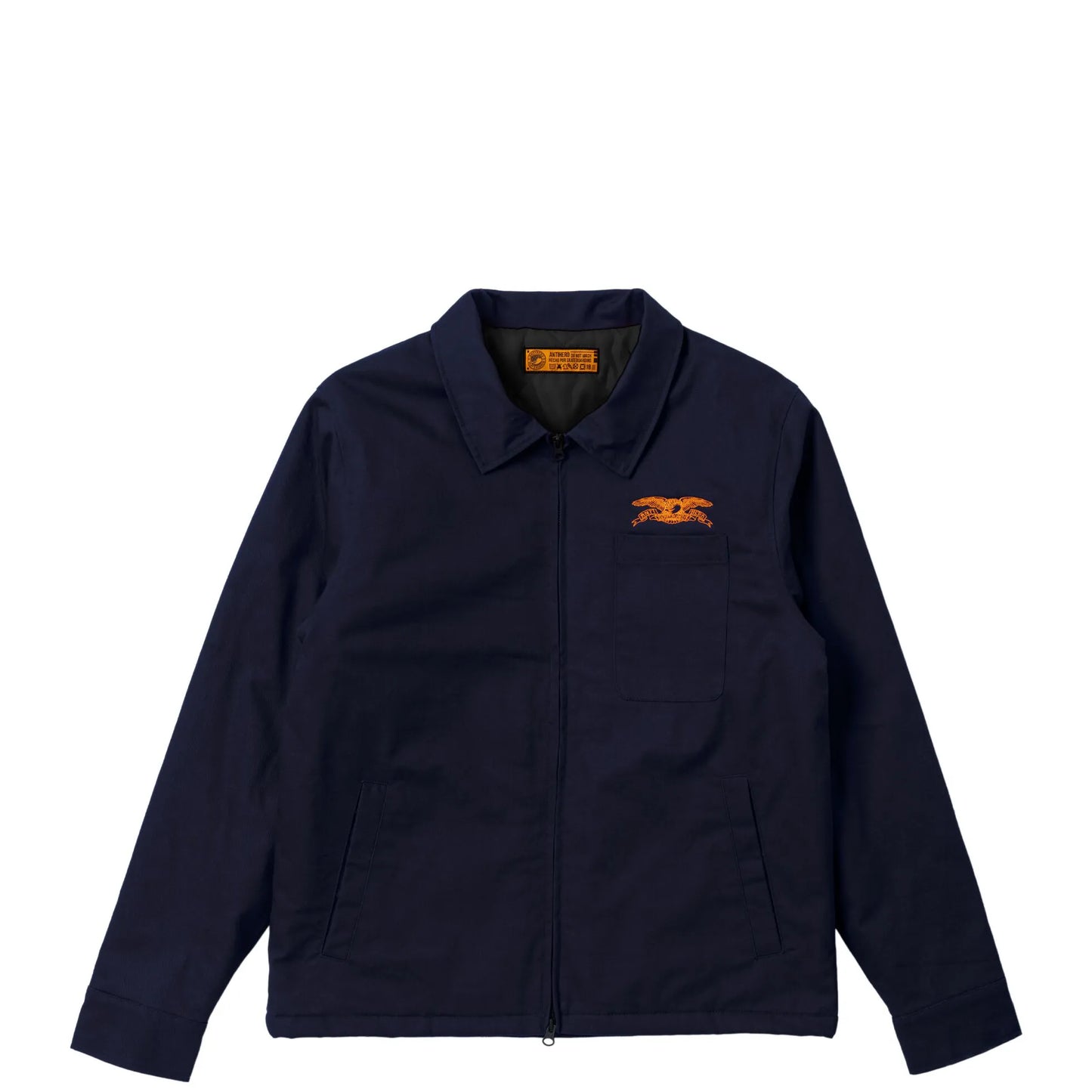 Anti Hero Basic Eagle Stash Jacket, navy w/ orange embroidery