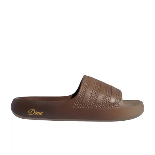 Adidas Dime Women's Ayoon Slides, simple brown / brown / gold metallic - Tiki Room Skateboards - 1