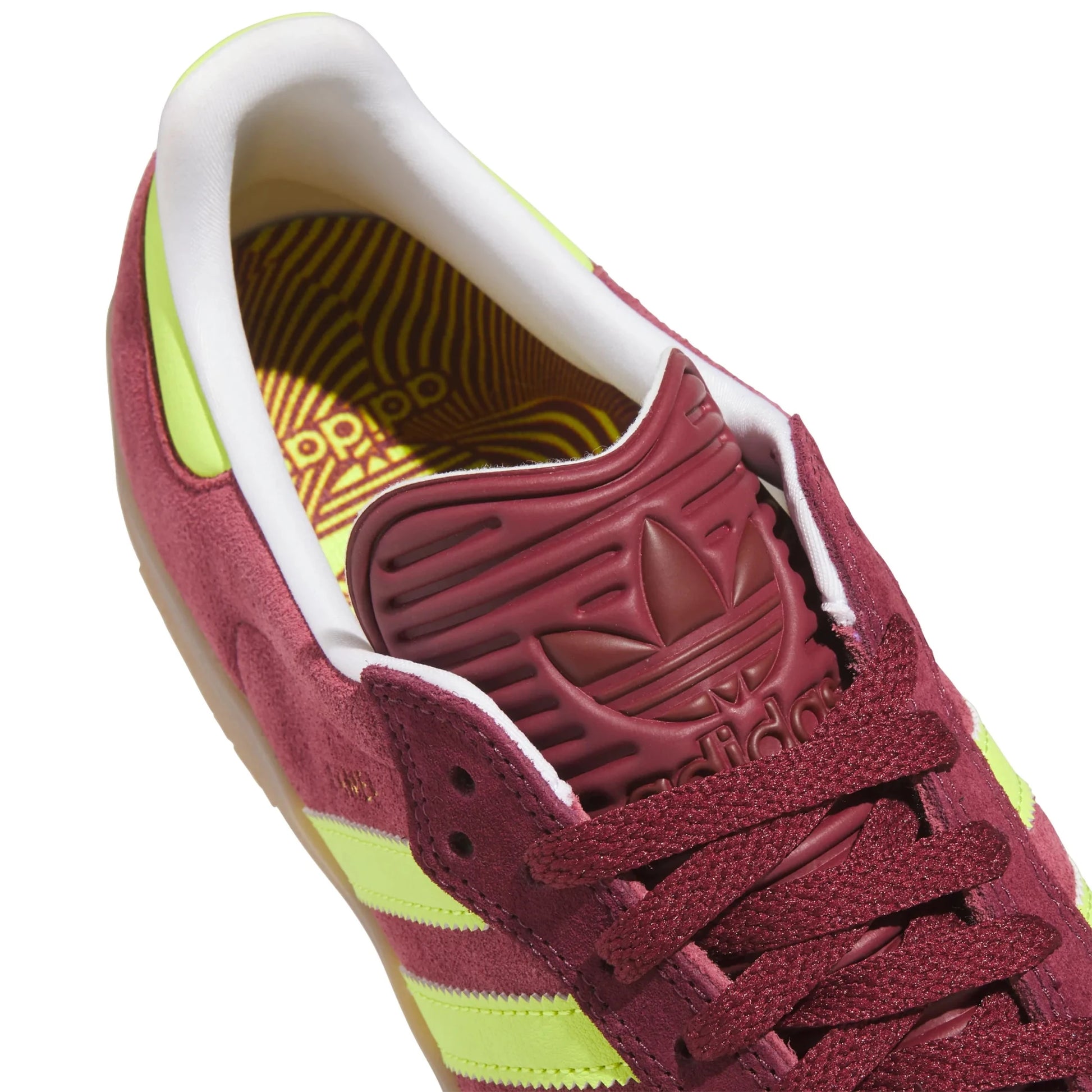 Adidas Puig Samba, maroon/semi solar yellow/shadow red - Tiki Room Skateboards - 3