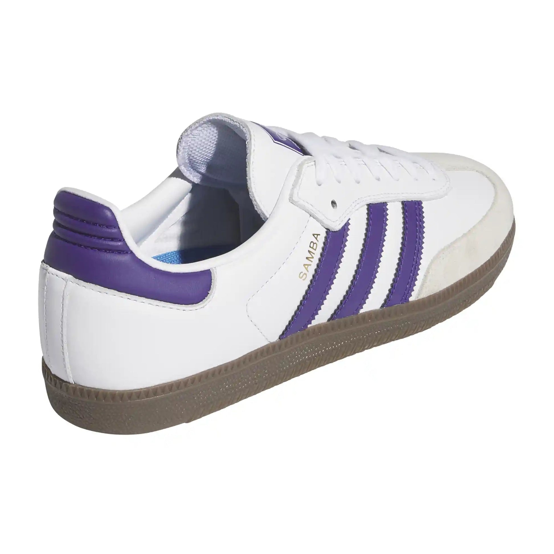 Adidas Samba Adv, cloud white / collegiate purple / gold metallic - Tiki Room Skateboards - 6