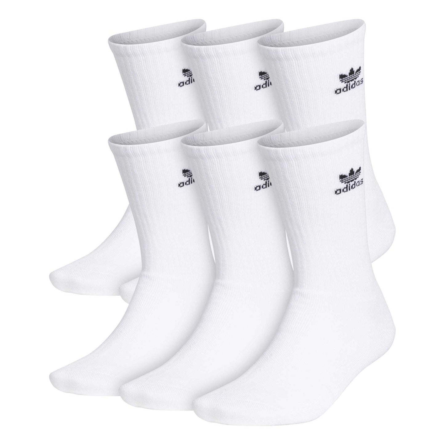 Adidas Trefoil Crew Socks 6 Pairs, white - black - Tiki Room Skateboards - 1