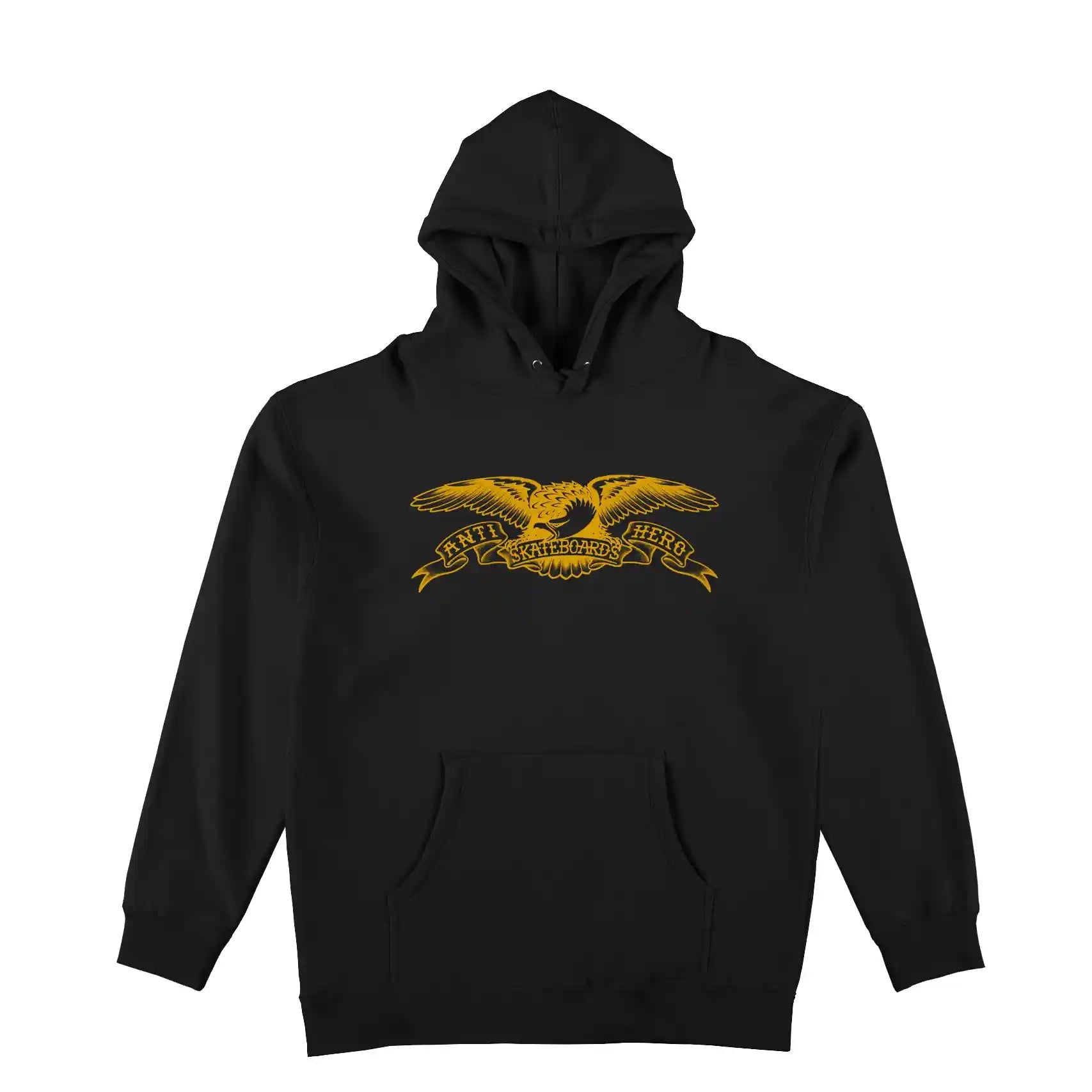 Anti Hero Basic Eagle Pullover Hooded Sweatshirt, black w/ gold print - Tiki Room Skateboards - 1