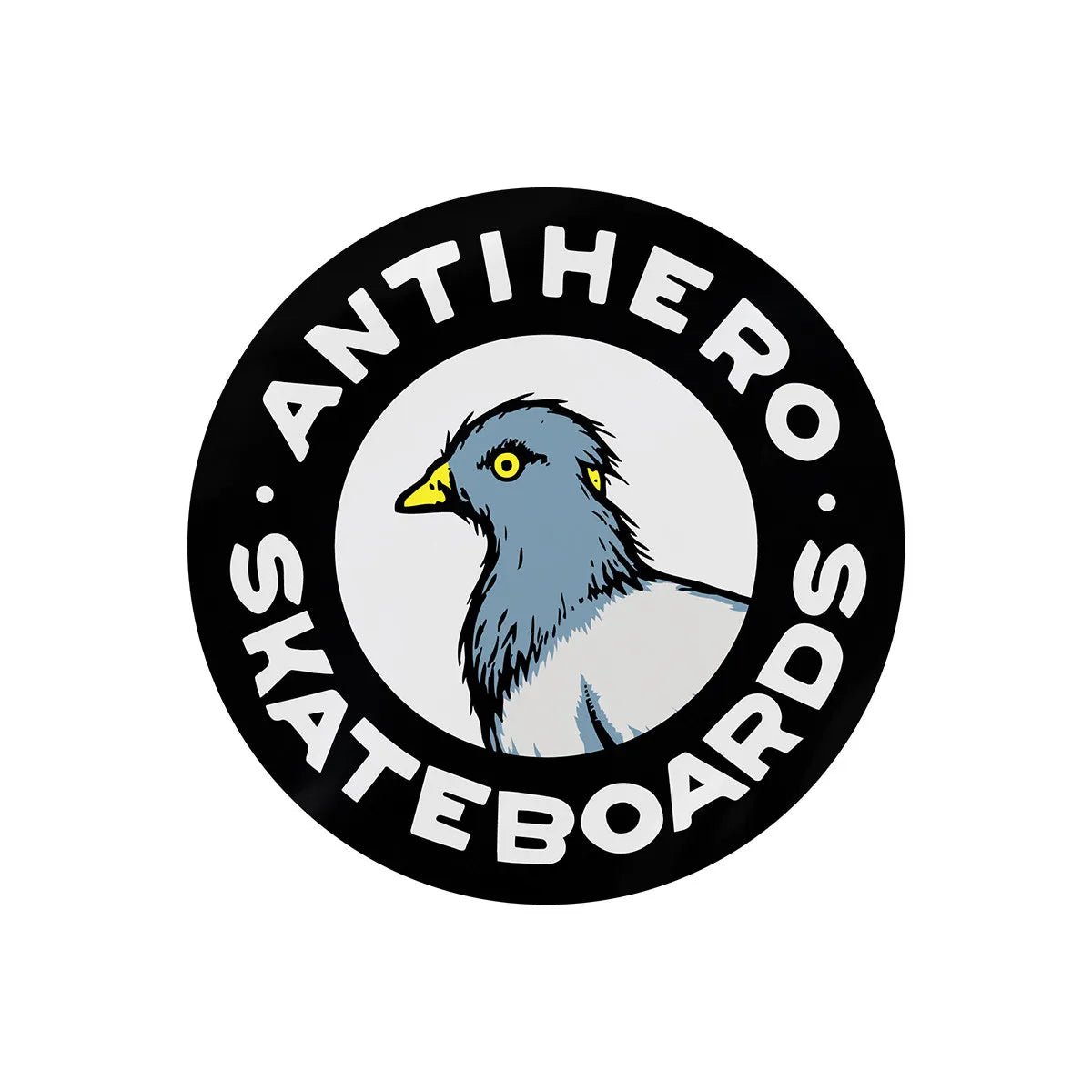 Anti Hero Pigeon Round Sticker, black - Tiki Room Skateboards - 1