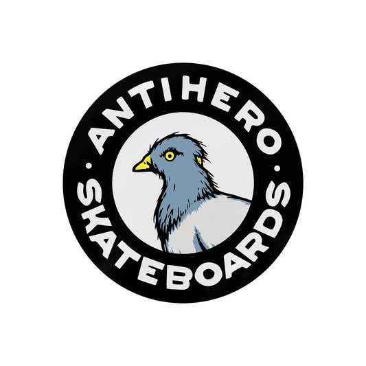Anti Hero Pigeon Round Sticker, black - Tiki Room Skateboards - 1