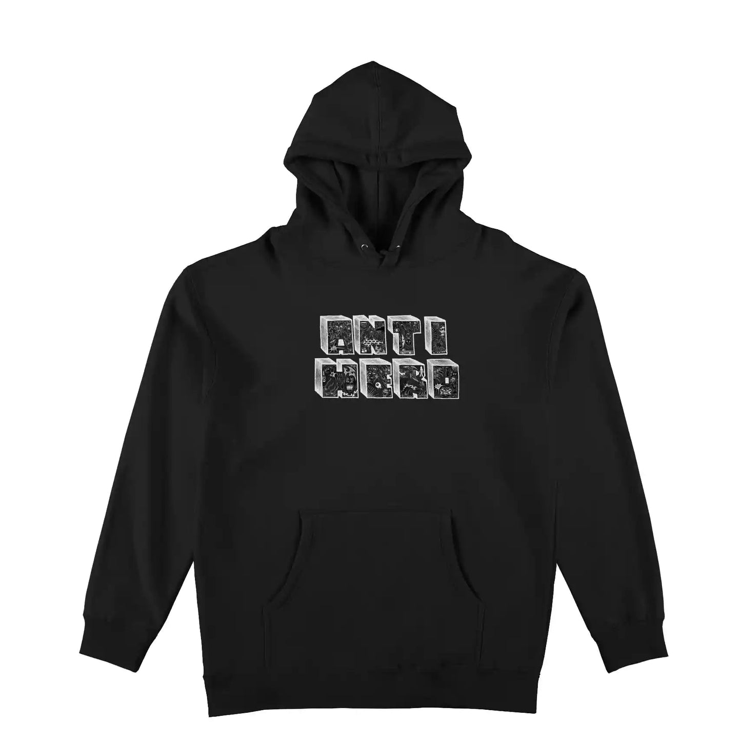 Anti Hero Stacked Hoody, black - Tiki Room Skateboards - 1