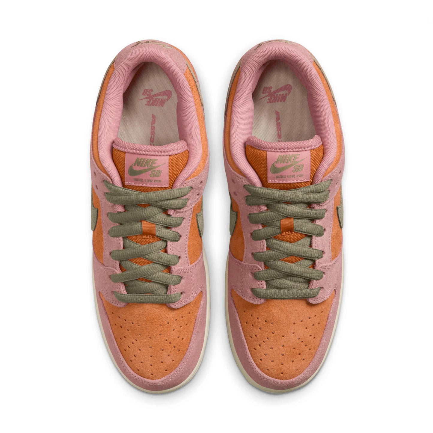 Nike SB Dunk Low Pro, red stardust/neutral olive-monarch — available at TIKI ROOM