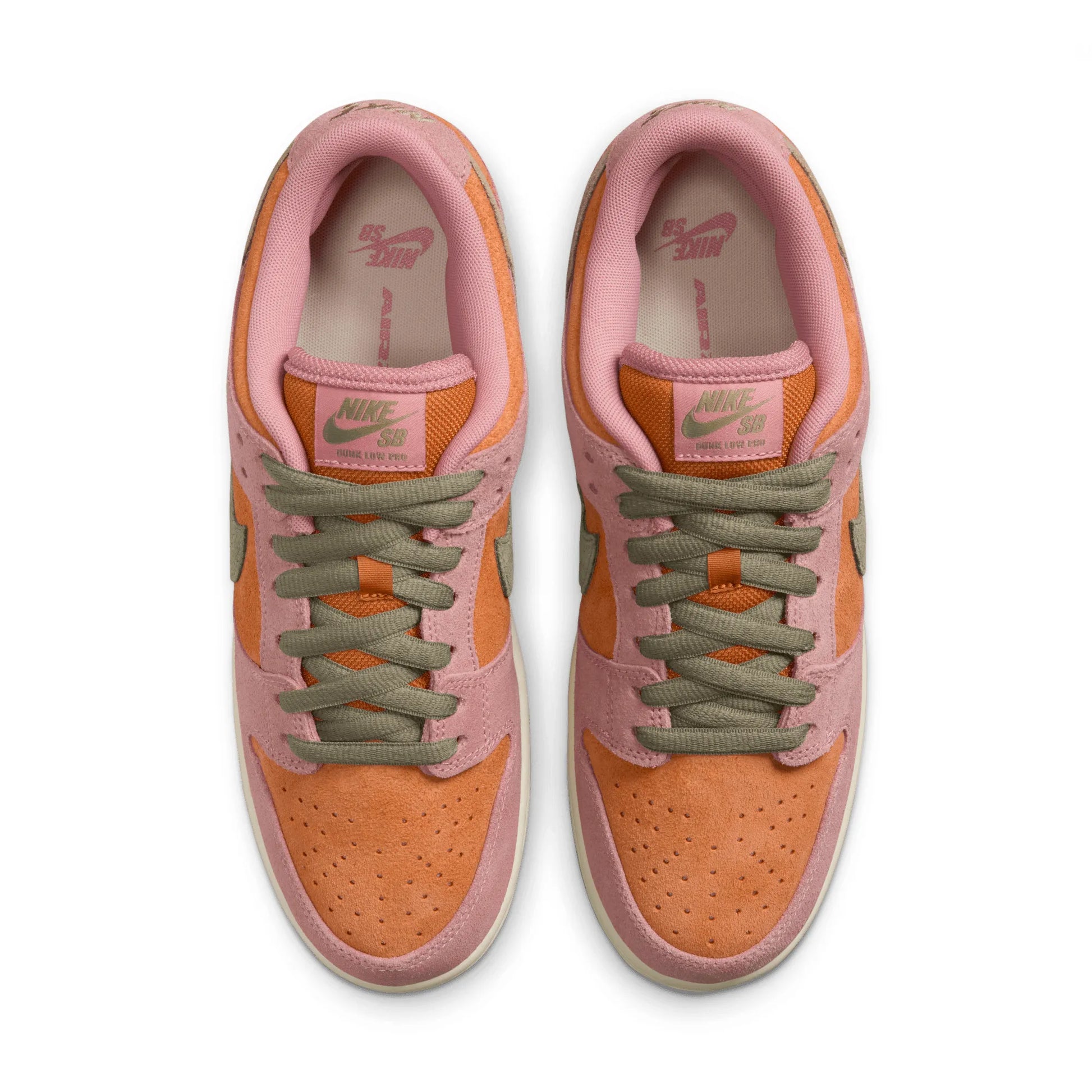 Nike SB Dunk Low Pro, red stardust/neutral olive-monarch — available at TIKI ROOM