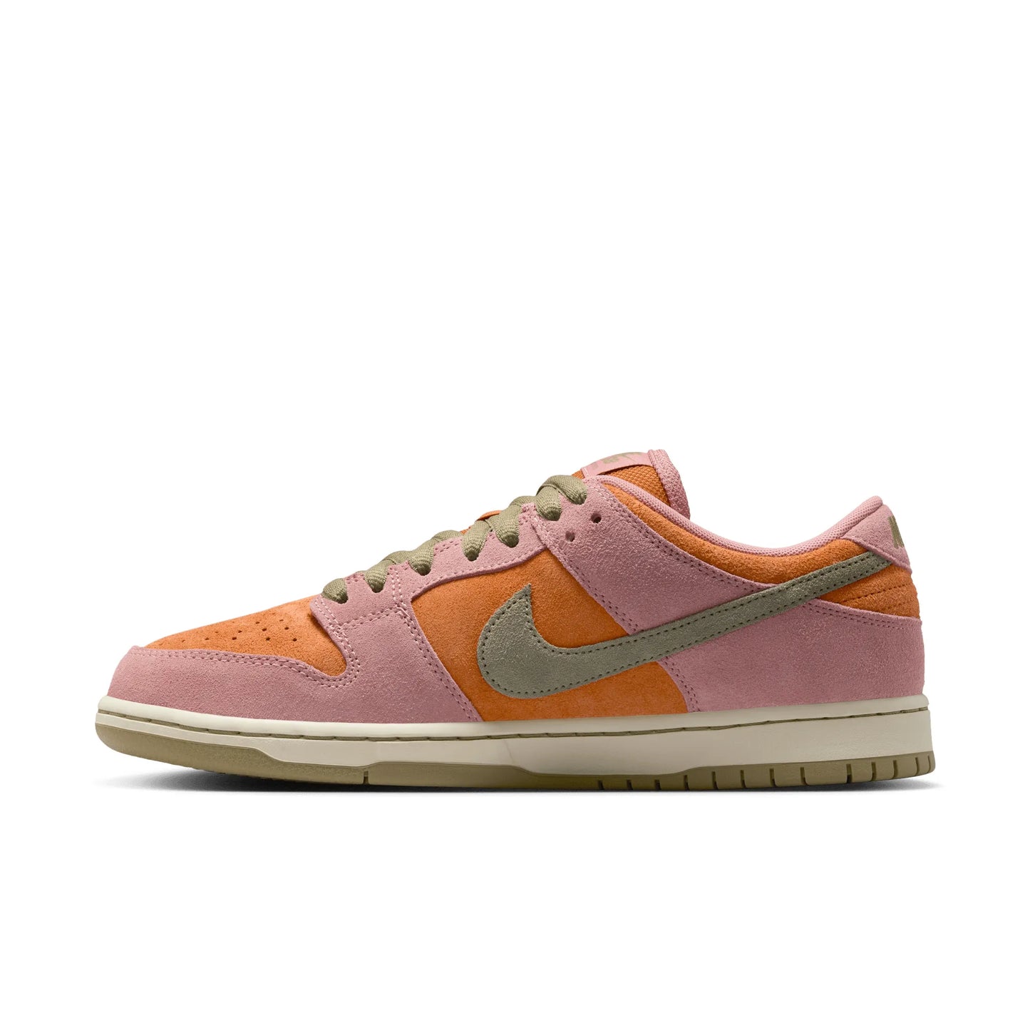 Nike SB Dunk Low Pro, red stardust/neutral olive-monarch — available at TIKI ROOM