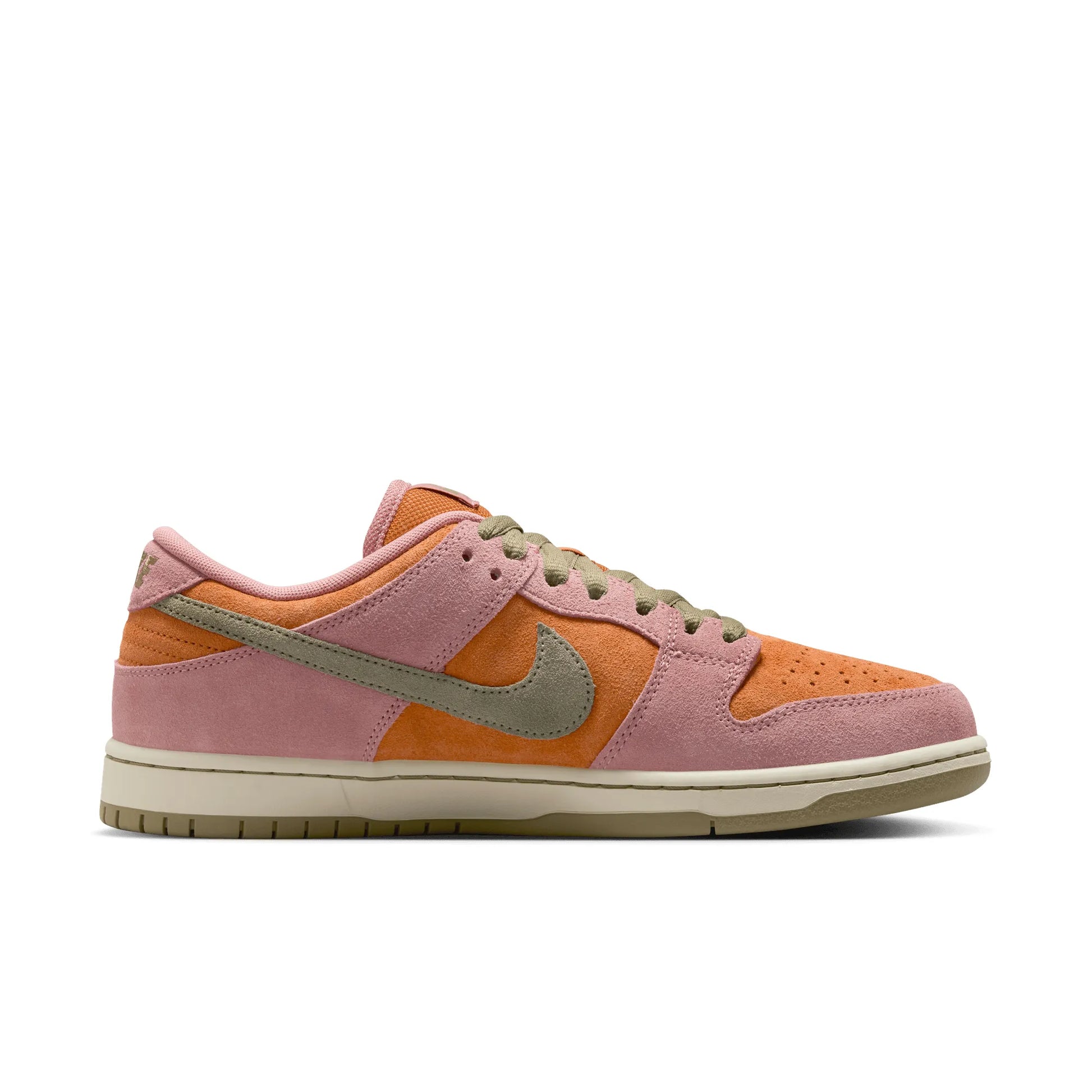 Nike SB Dunk Low Pro, red stardust/neutral olive-monarch — available at TIKI ROOM