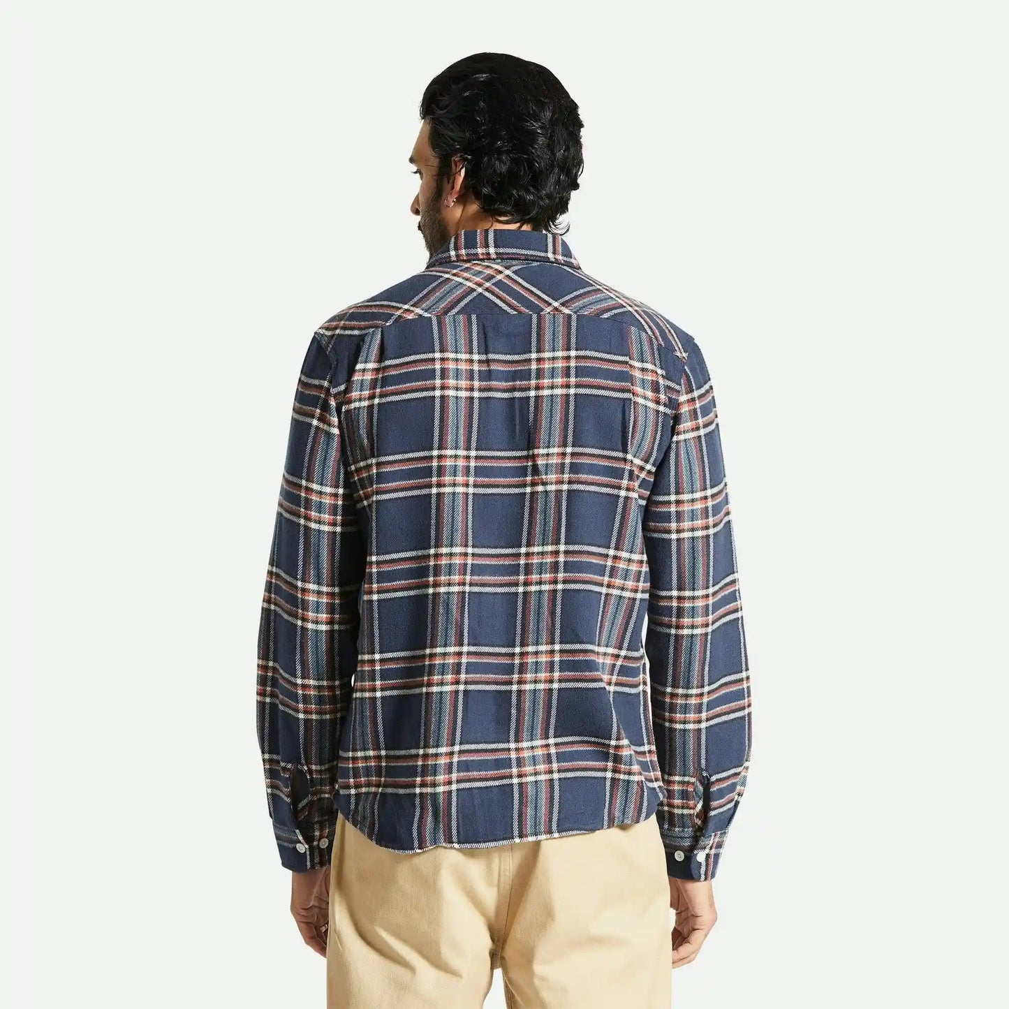 Brixton Bowery Flannel Shirt, washed navy/off white/terracot - Tiki Room Skateboards - 3
