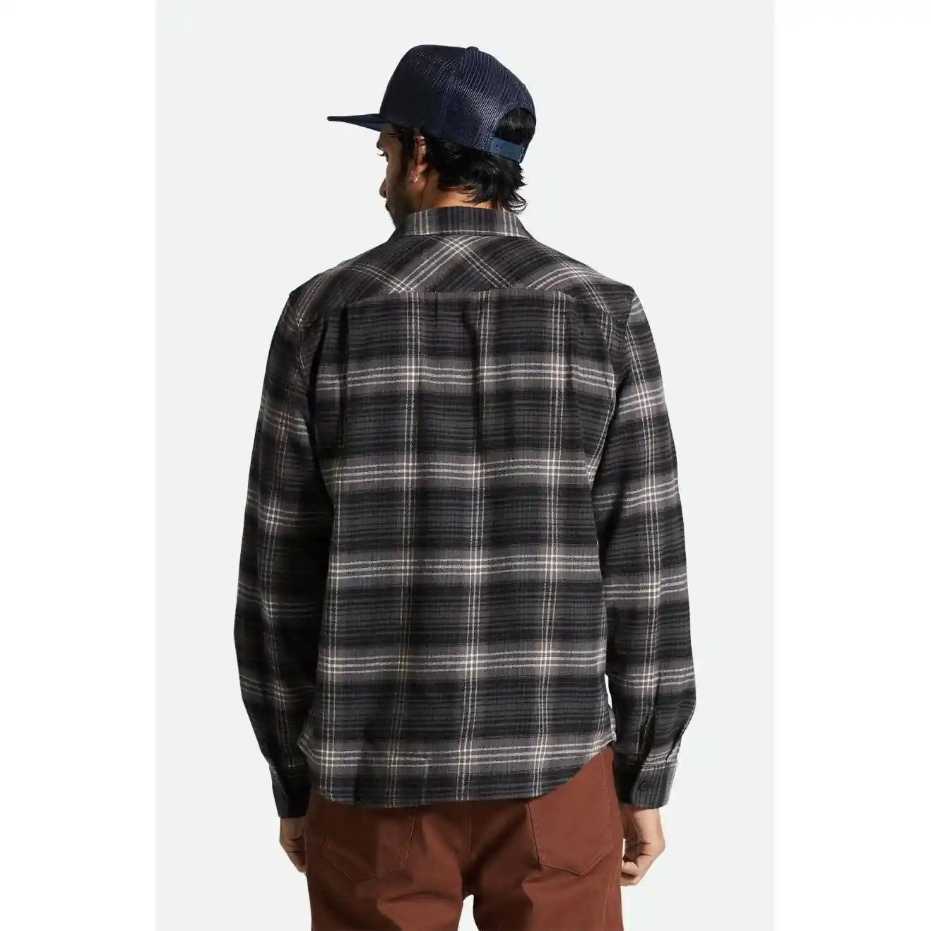 Brixton Bowery Lightweight Ultra Flannel, charcoal/black - Tiki Room Skateboards - 3