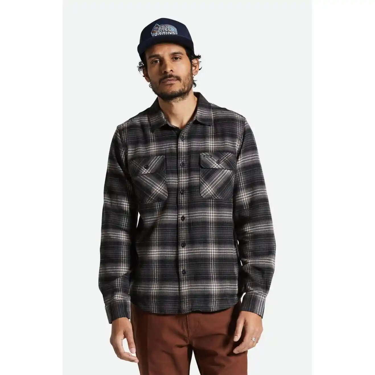 Brixton Bowery Lightweight Ultra Flannel, charcoal/black - Tiki Room Skateboards - 2