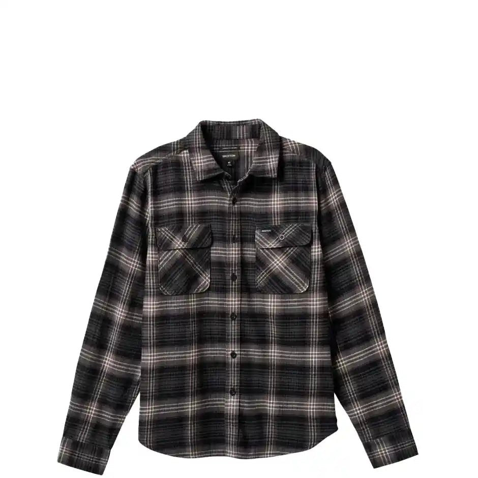 Brixton Bowery Lightweight Ultra Flannel, charcoal/black - Tiki Room Skateboards - 1