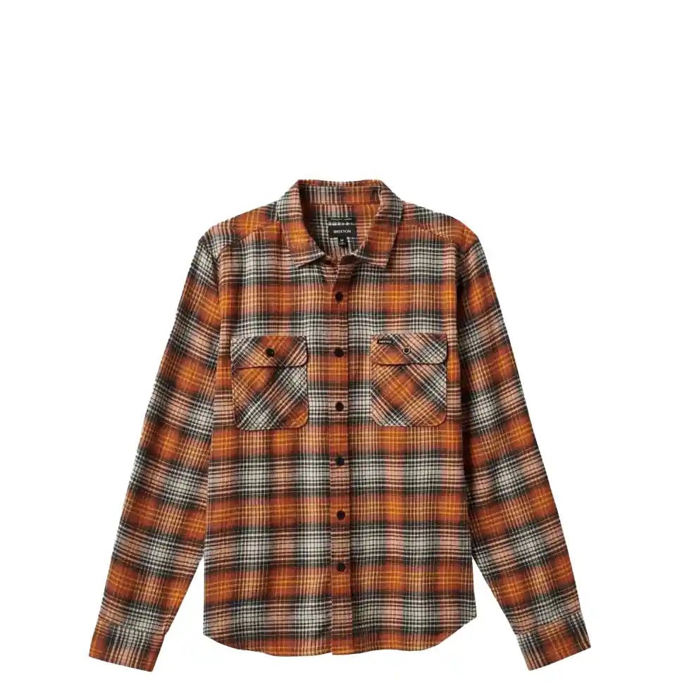 Brixton Bowery Lightweight Ultra Flannel, terracotta/black - Tiki Room Skateboards - 1