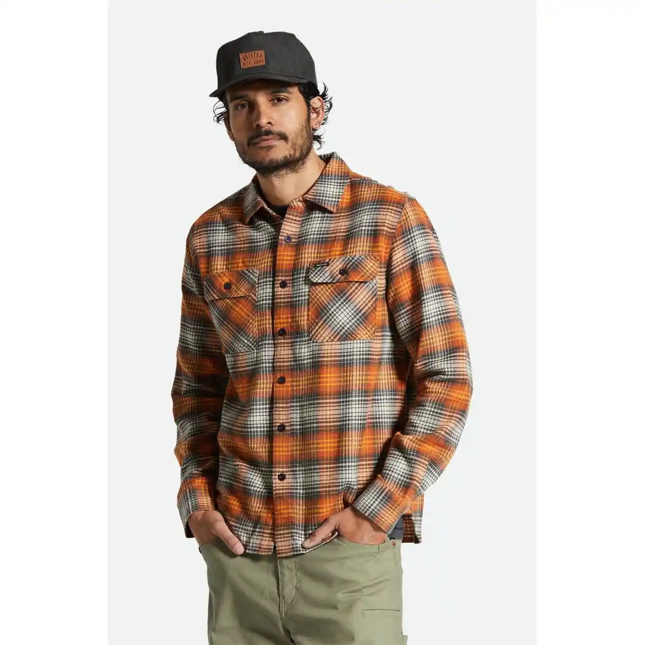 Brixton Bowery Lightweight Ultra Flannel, terracotta/black - Tiki Room Skateboards - 2