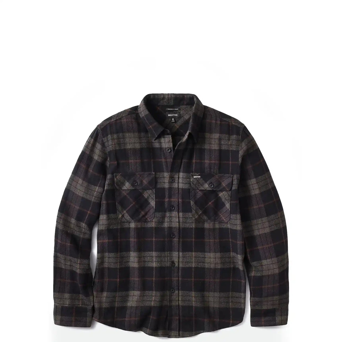 Brixton Bowery Long Sleeve Flannel, black/charcoal - Tiki Room Skateboards - 1