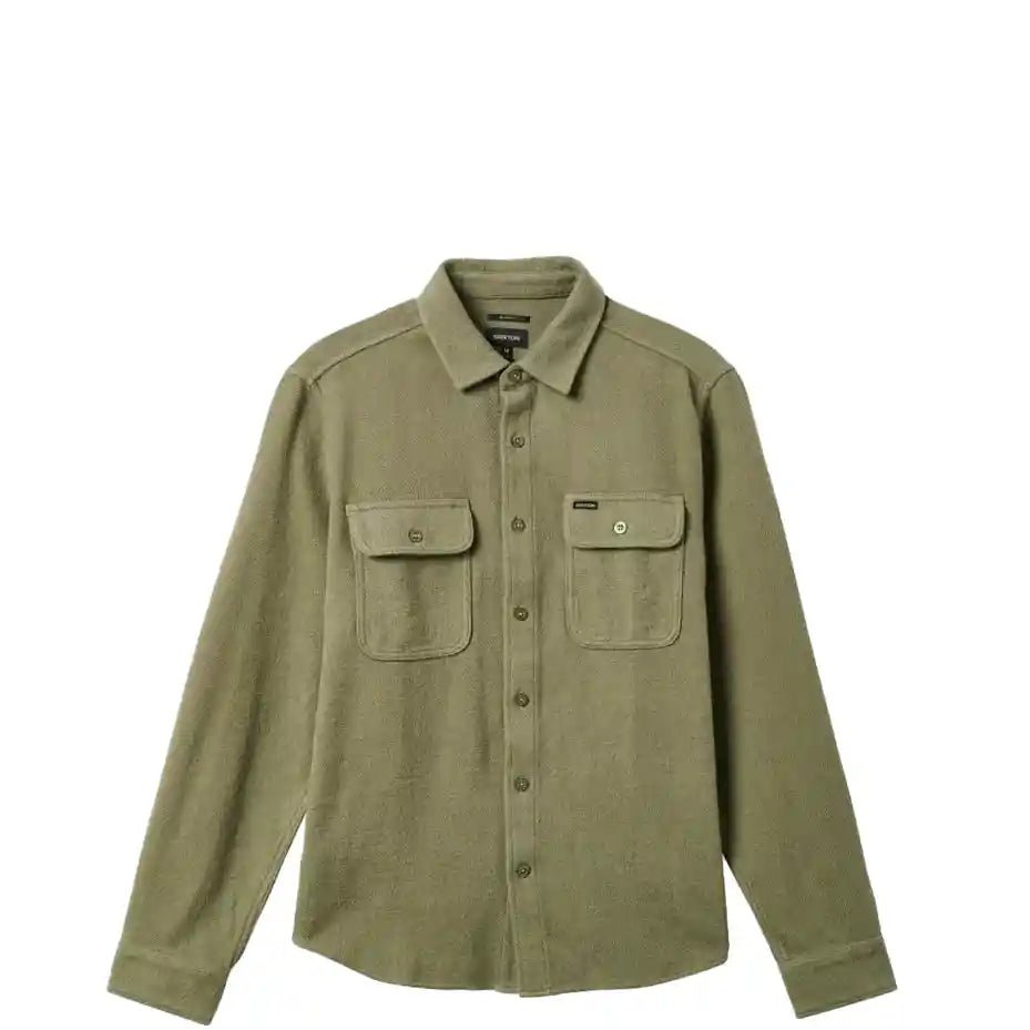 Brixton Bowery Textured Twill Overshirt, olive surplus