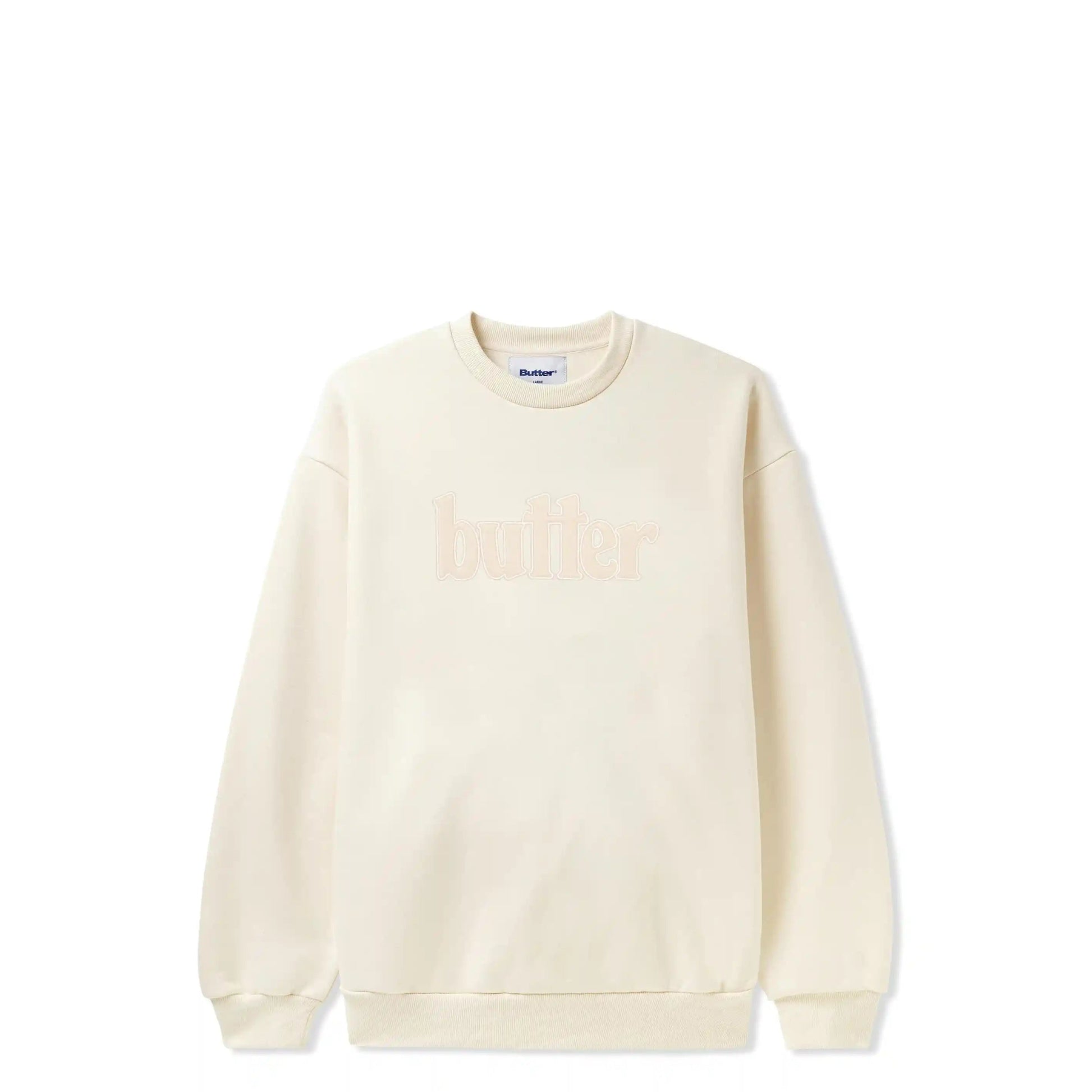 Butter Goods Fleece Applique Crewneck, cream