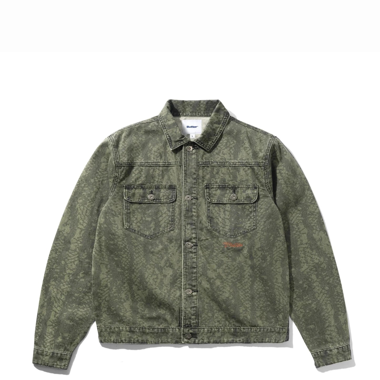Butter Goods Garage Denim Jacket, lowland camo - Tiki Room Skateboards - 1