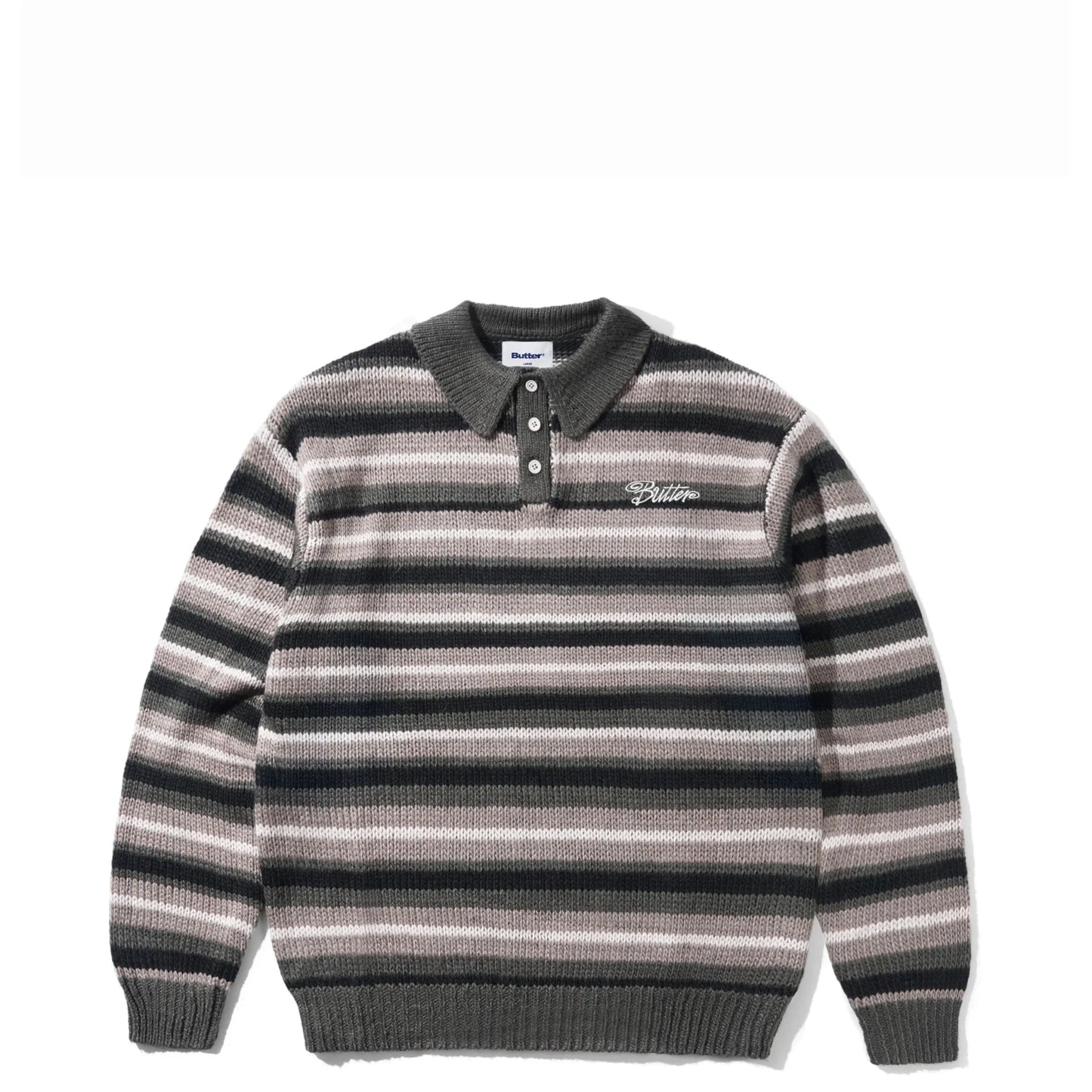 Butter Goods Ombre Stripe Knit Sweater, black - Tiki Room Skateboards - 1