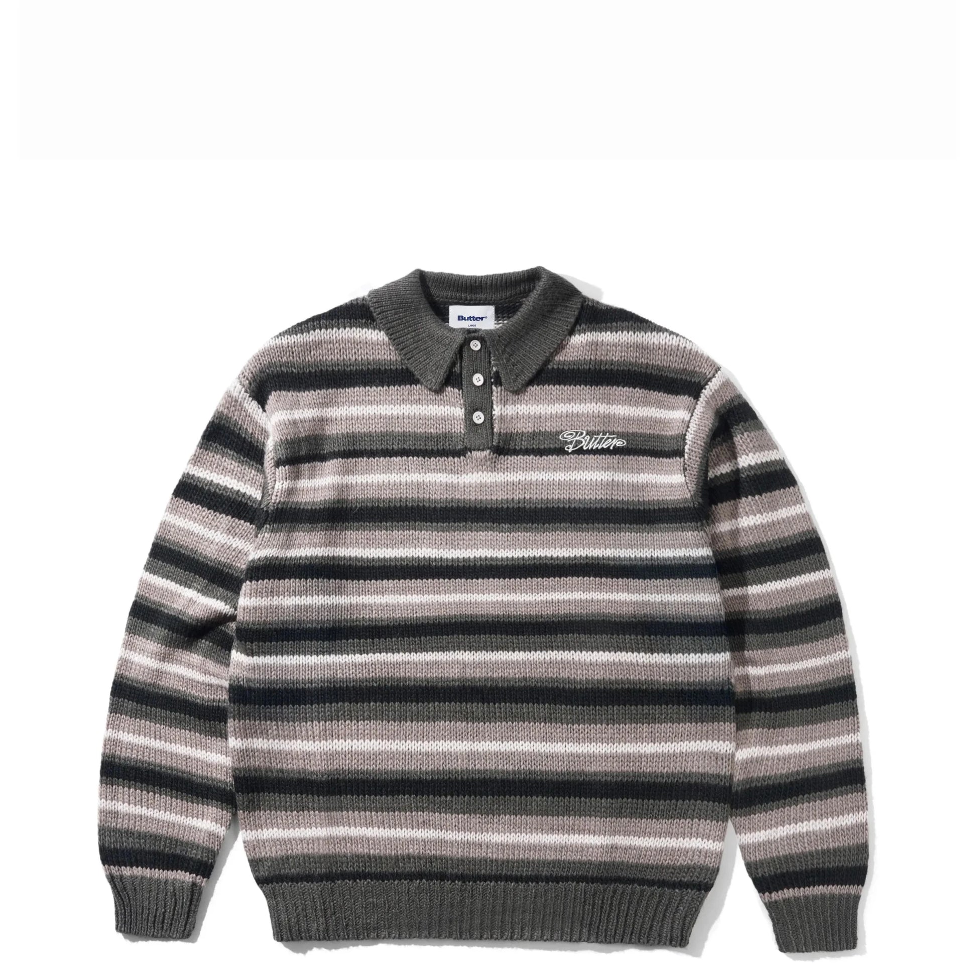 Butter Goods Ombre Stripe Knit Sweater, black - Tiki Room Skateboards - 1