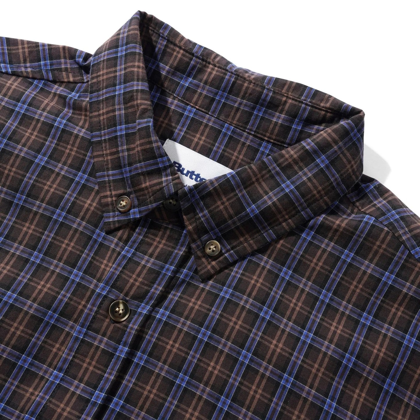 Butter Goods Plaid Shirt, brown / cobalt - Tiki Room Skateboards - 2
