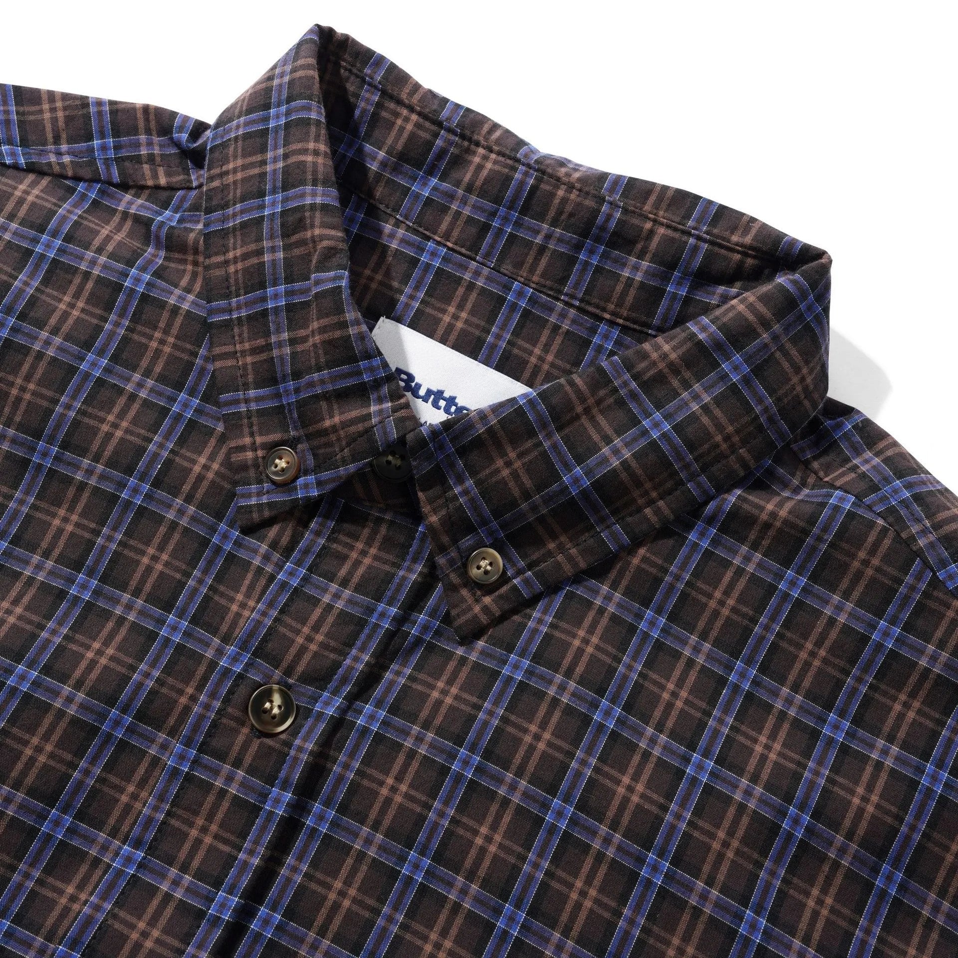 Butter Goods Plaid Shirt, brown / cobalt - Tiki Room Skateboards - 2