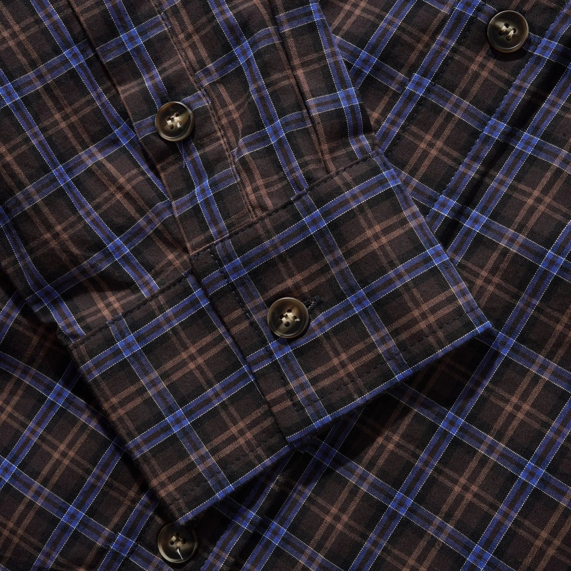 Butter Goods Plaid Shirt, brown / cobalt - Tiki Room Skateboards - 4
