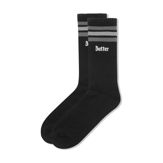 Butter Goods Stripe Socks, black - Tiki Room Skateboards - 1