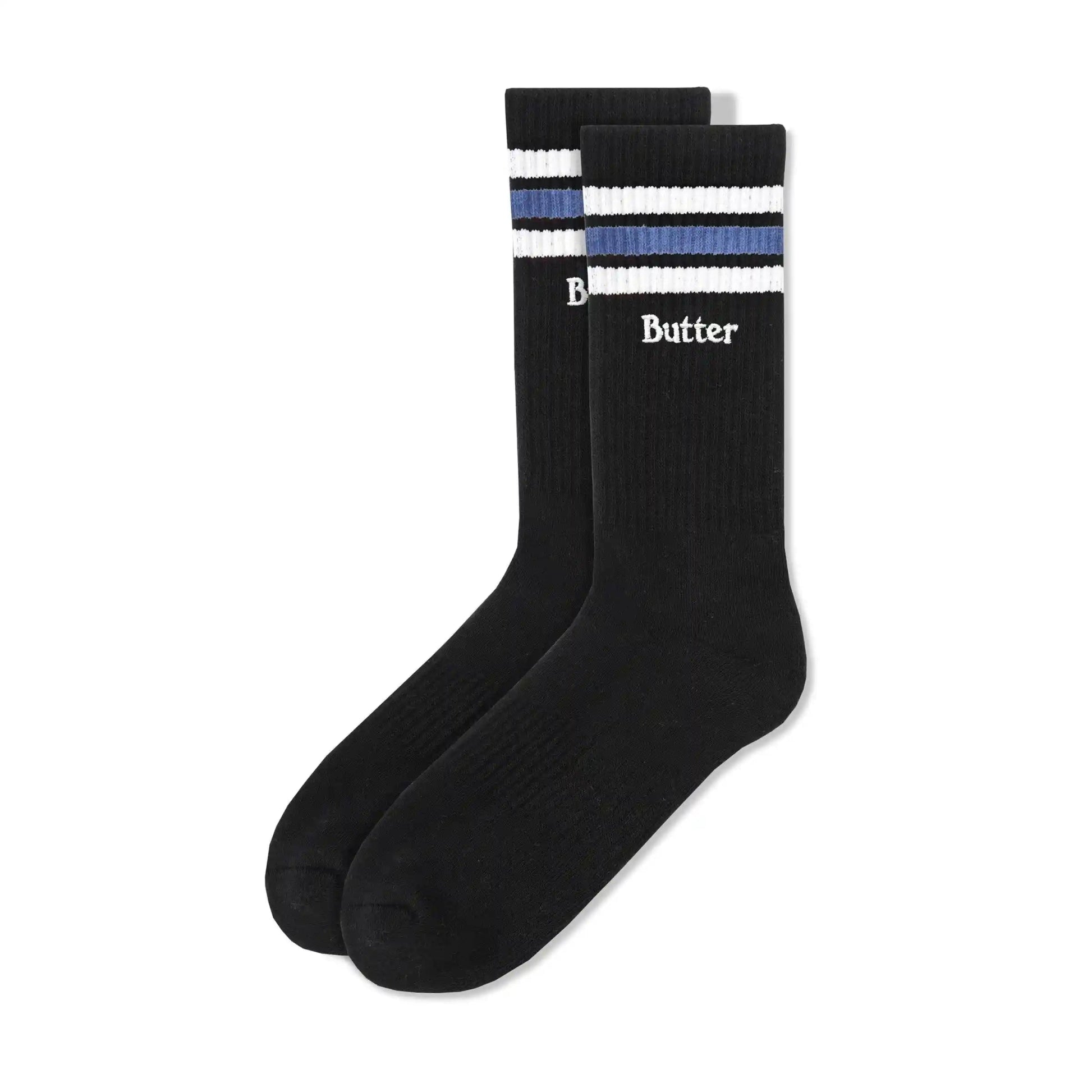 Butter Goods Stripe Socks, black - Tiki Room Skateboards - 1