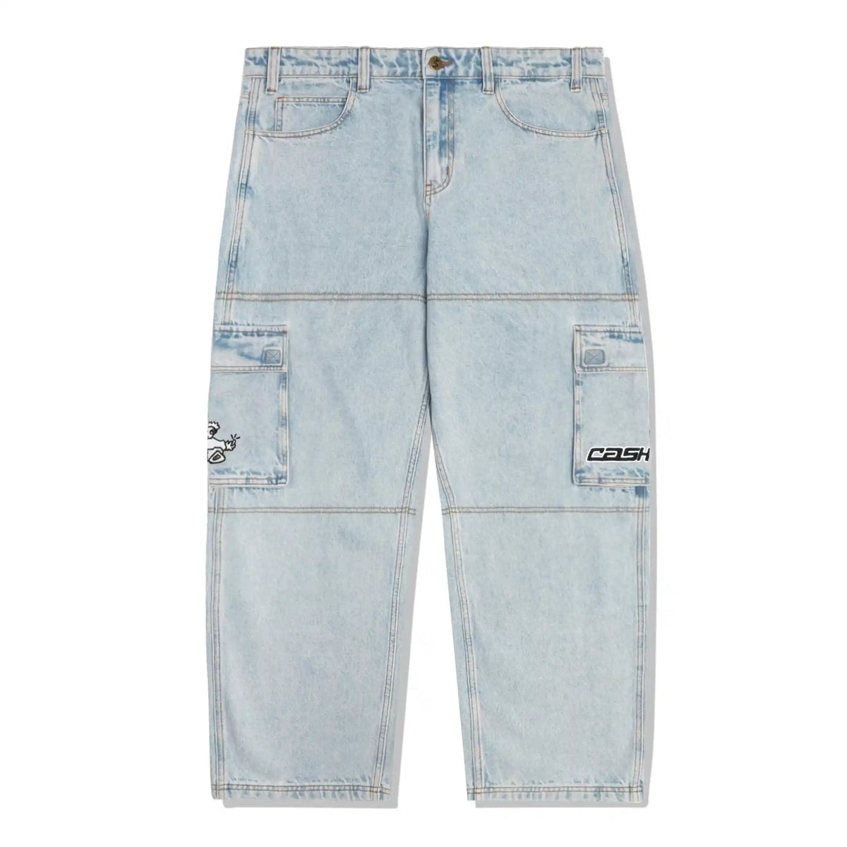 Cash Only Aleka Cargo Jeans, light wash – Tiki Room Skateboards