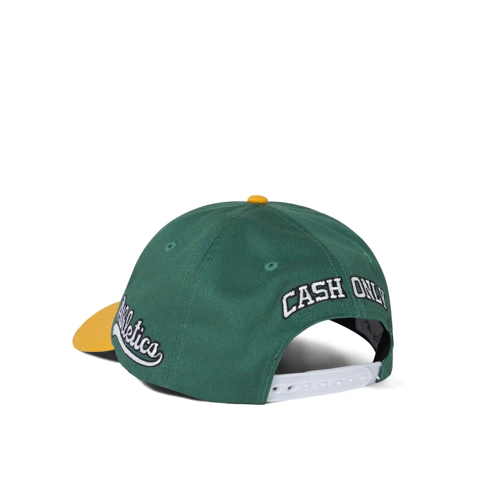 Cash Only Ballpark Snapback Cap, green / gold - Tiki Room Skateboards - 2