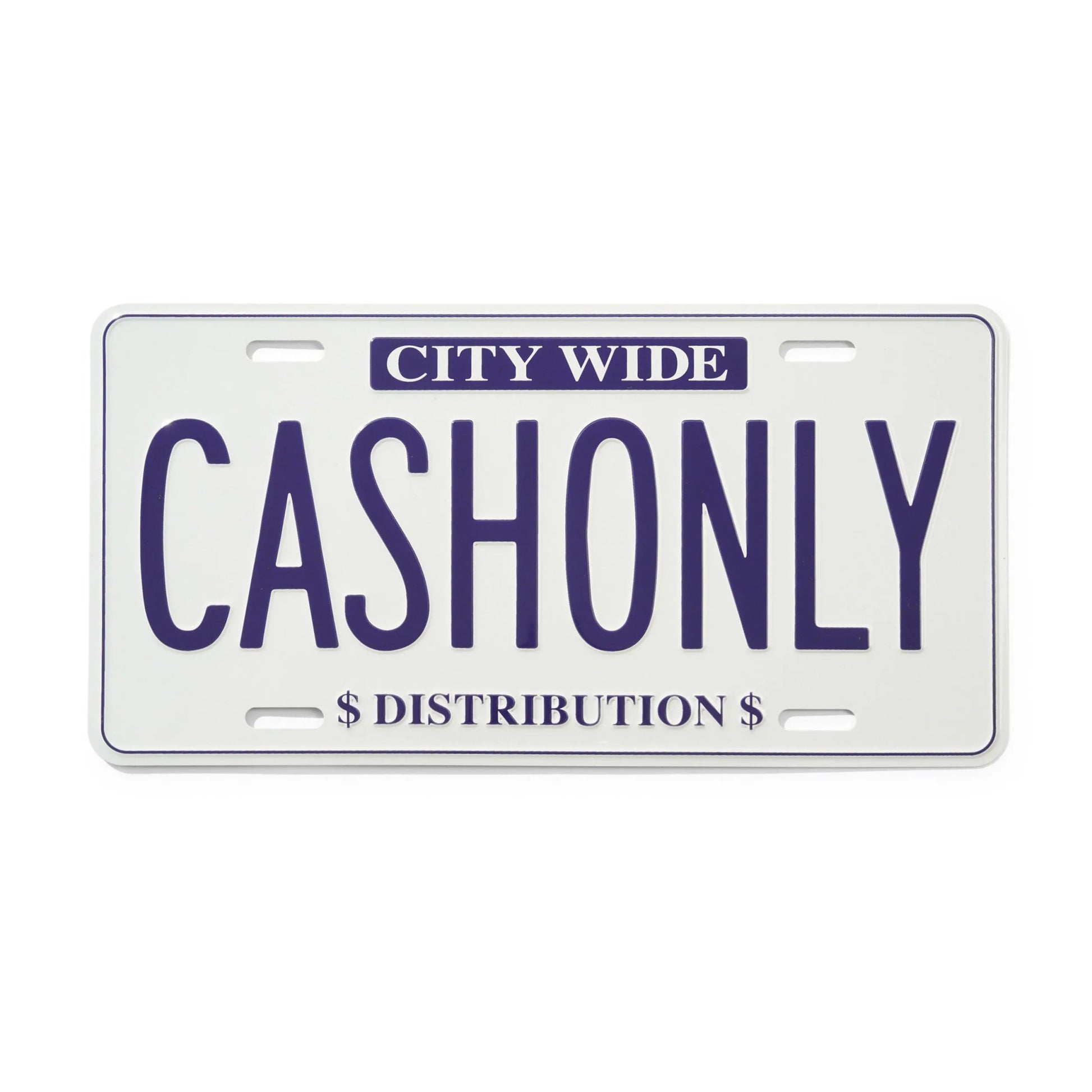 Cash Only License Plate, white - Tiki Room Skateboards - 1