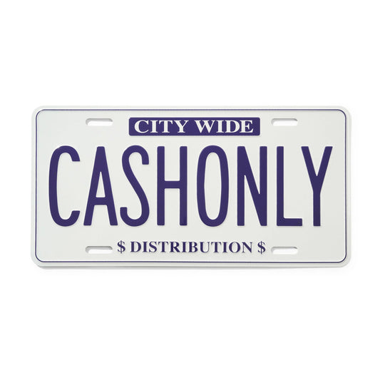 Cash Only License Plate, white - Tiki Room Skateboards - 1