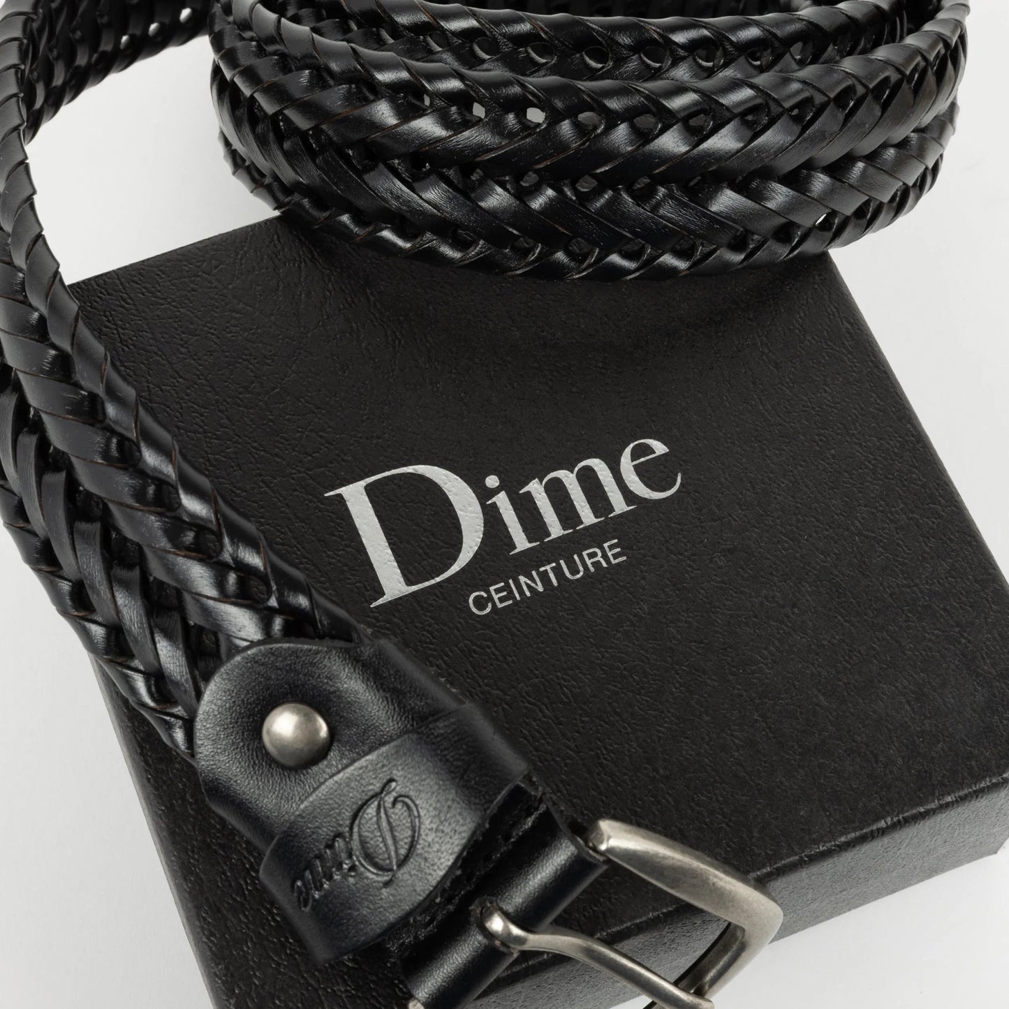 Dime Braided Leather Belt, black - Tiki Room Skateboards - 2