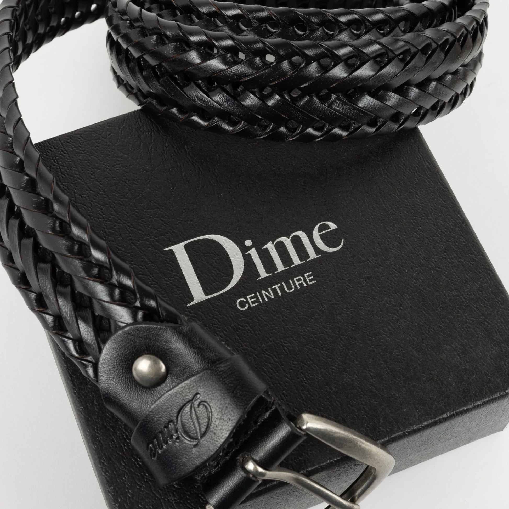 Dime Braided Leather Belt, black - Tiki Room Skateboards - 2