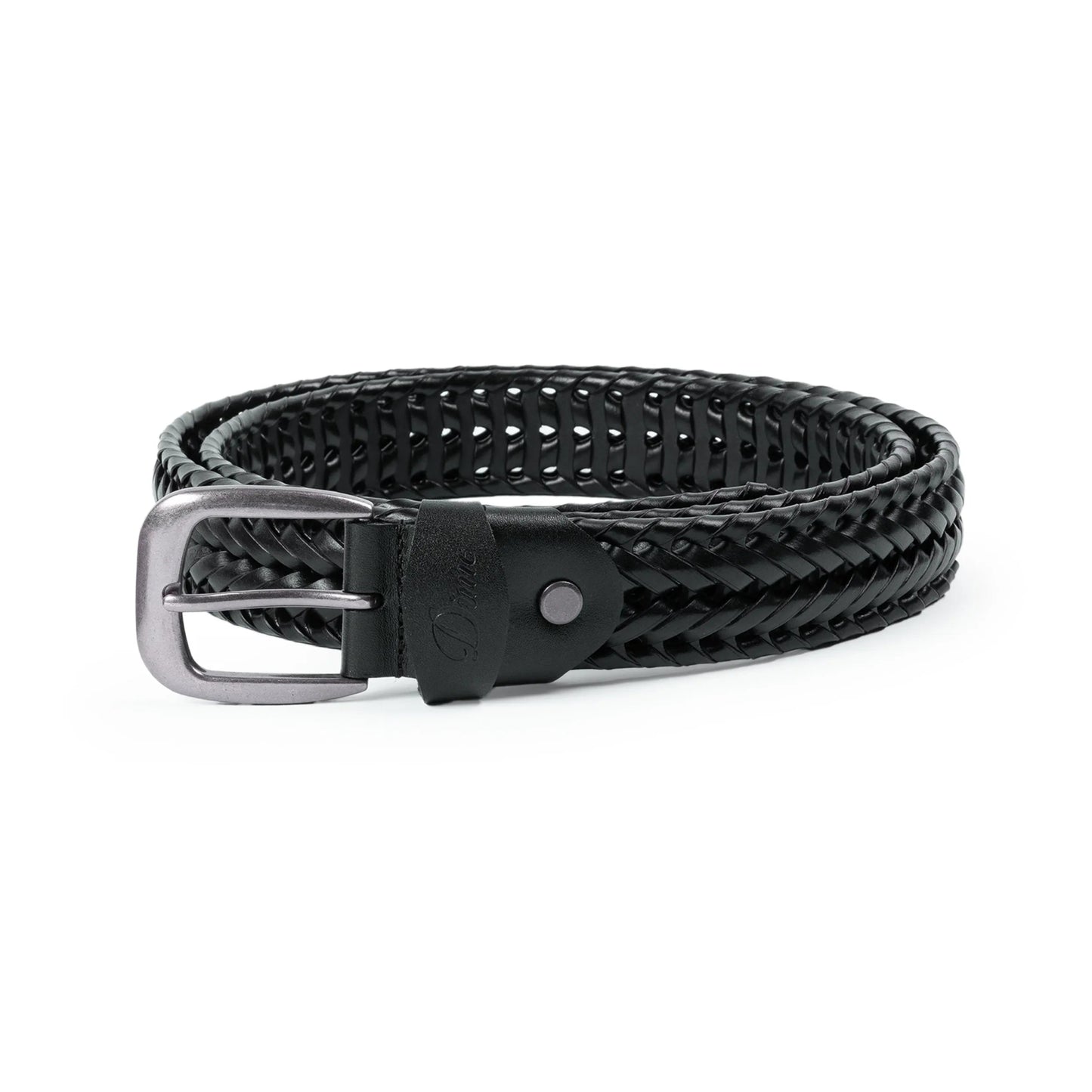 Dime Braided Leather Belt, black - Tiki Room Skateboards - 1
