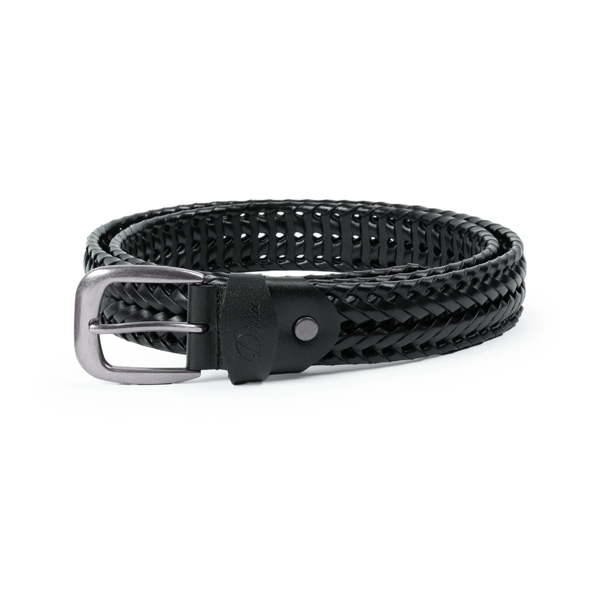 Dime Braided Leather Belt, black - Tiki Room Skateboards - 1