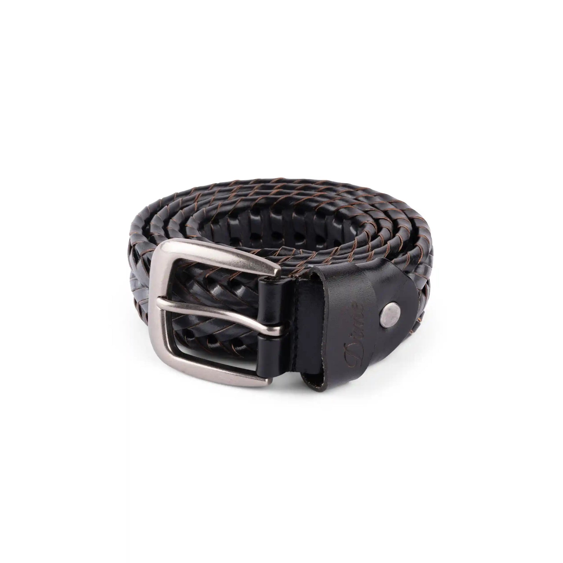 Dime Braided Leather Belt, black/charcoal - Tiki Room Skateboards - 1