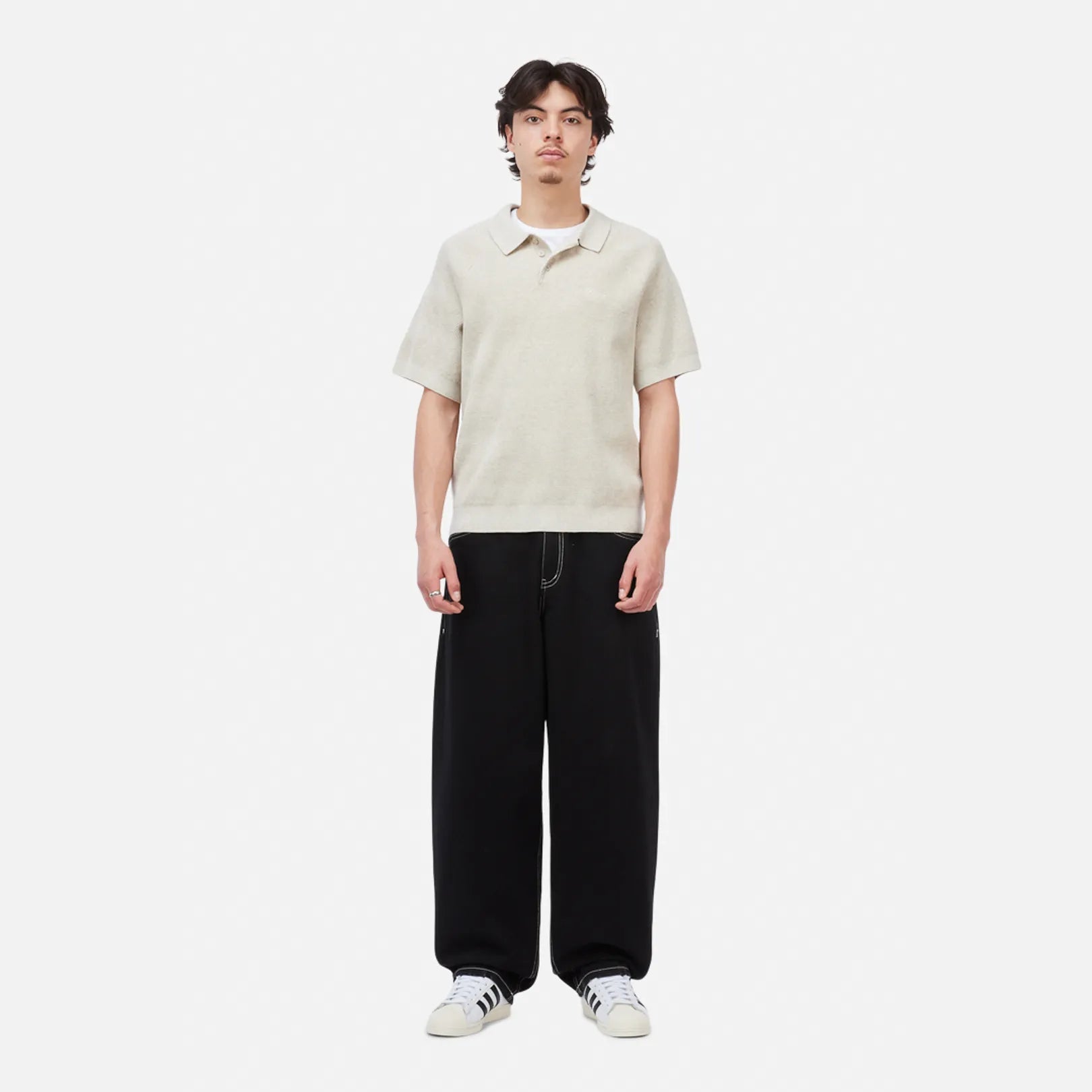 Dime Cable Knit Polo, oatmeal - Tiki Room Skateboards - 2